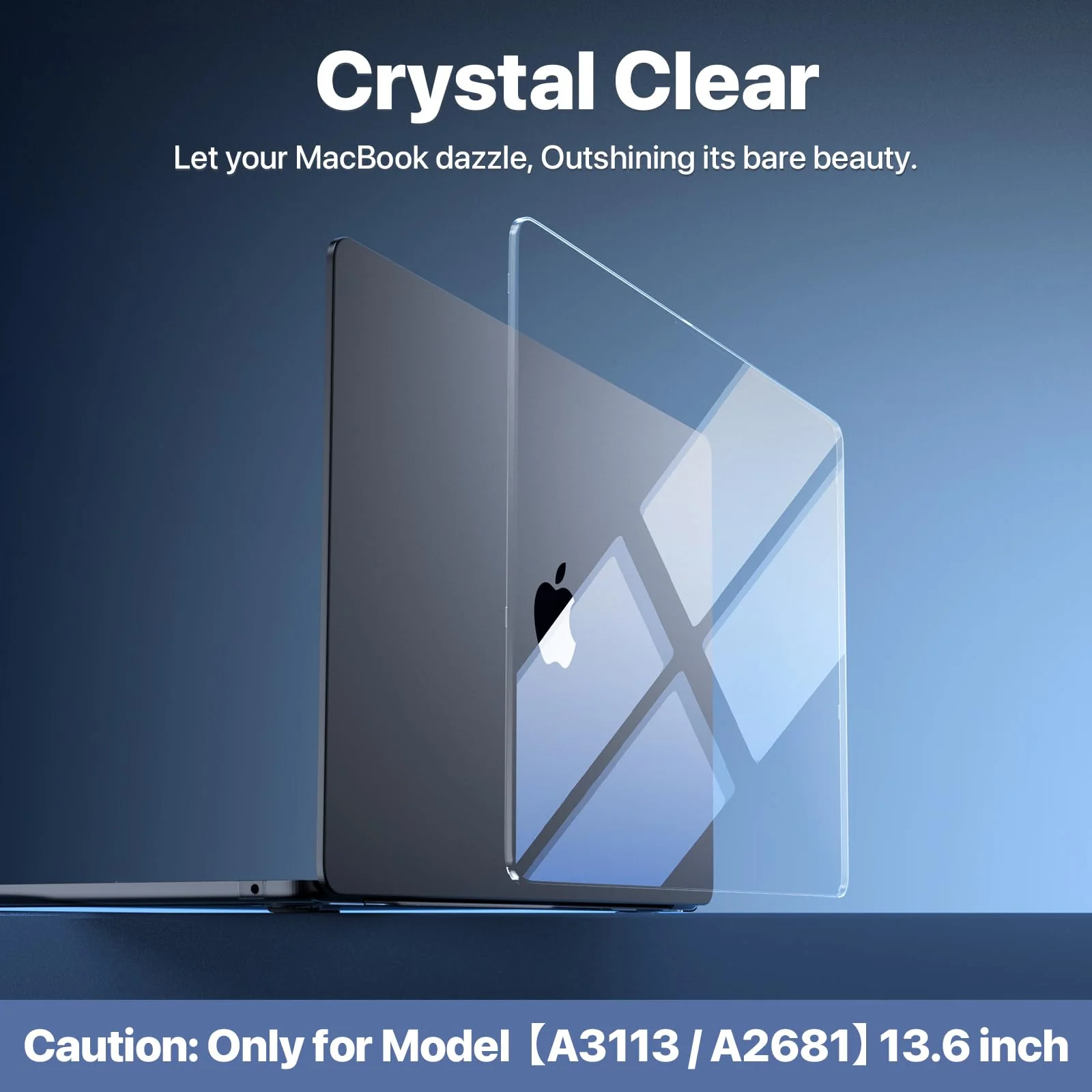 for MacBook Air 13.6 inch Case M3 M2 2024-2022, Model A3113 A2681 [100% Ultra Clear] [Outshine Bare Beauty] Hard Shell Protective Cover for MacBook Air M2 13 inch Case - Crystal Clear - Image 2