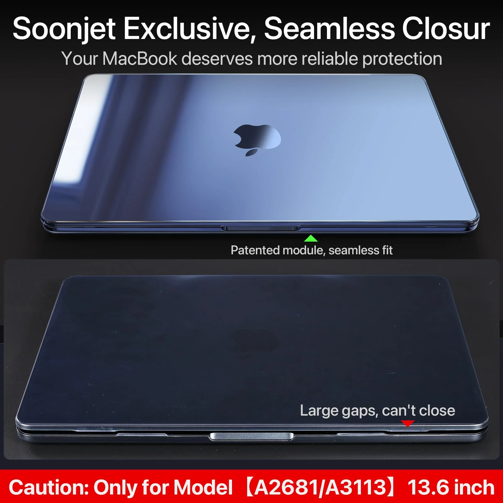 for MacBook Air 13.6 inch Case M3 M2 2024-2022, Model A3113 A2681 [Exclusive Midnight] [Outshine Bare Beauty] Hard Shell Cover for MacBook Air M2 13 inch Case - Crystal Midnight - Image 4