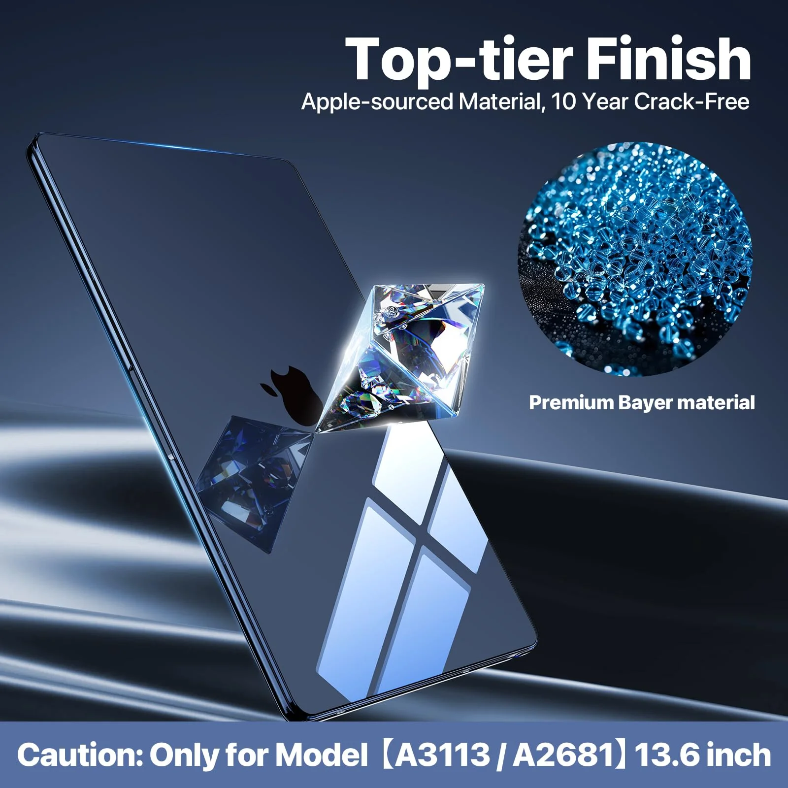 for MacBook Air 13.6 inch Case M3 M2 2024-2022, Model A3113 A2681 [Exclusive Midnight] [Outshine Bare Beauty] Hard Shell Cover for MacBook Air M2 13 inch Case - Crystal Midnight - Image 5
