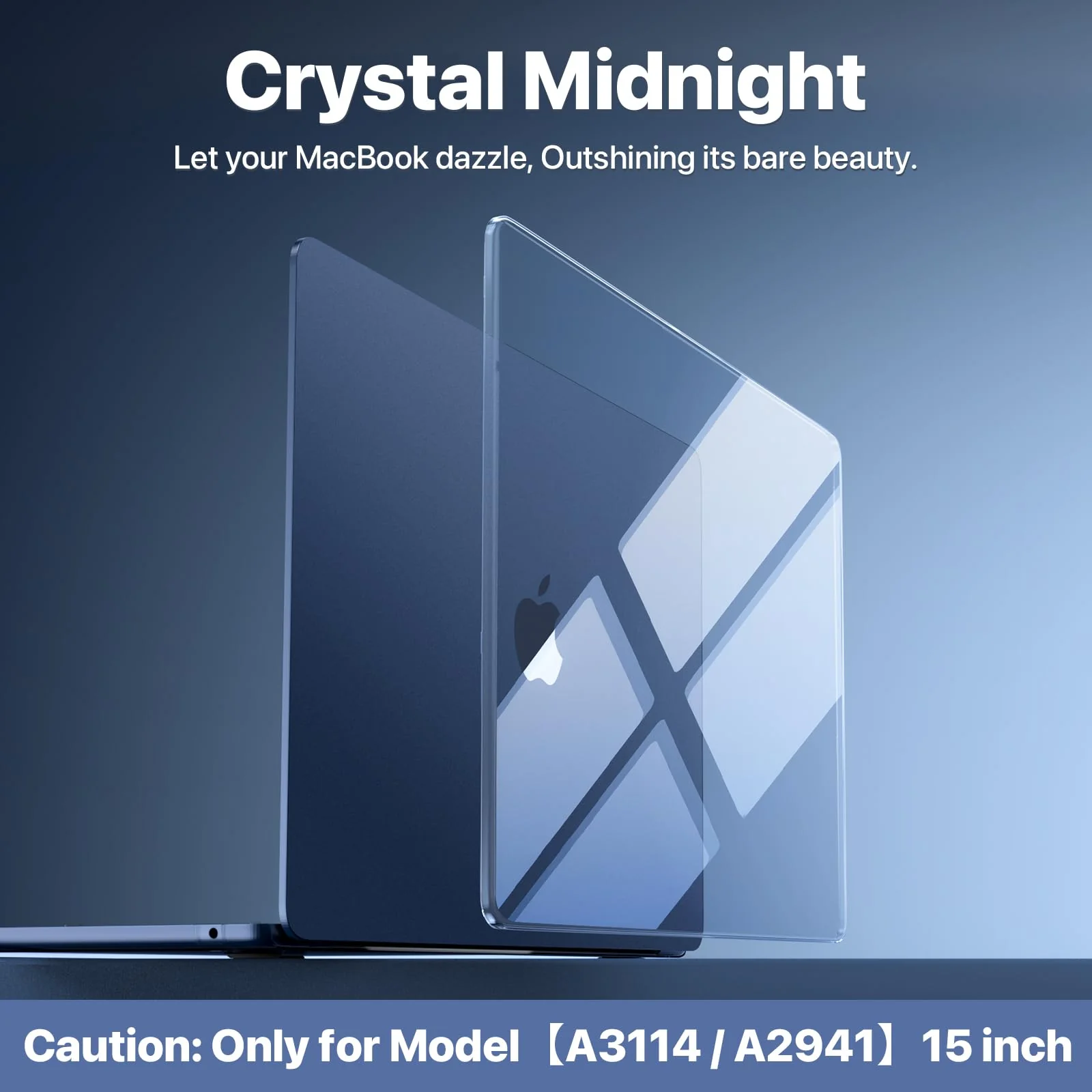 for MacBook Air 15 inch Case M3 M2 2024 2023 [Exclusive Midnight, Dazzle Boldly] [Outshine Bare Beauty] Hard Shell Protective Cover for Laptop Model A3114 A2941 - Crystal Midnight - Image 2