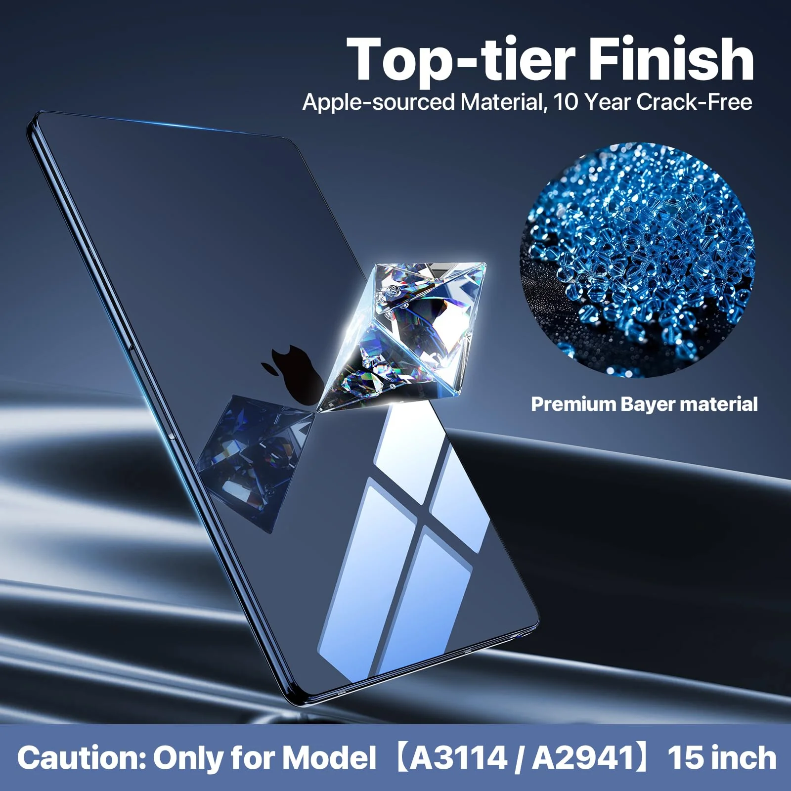 for MacBook Air 15 inch Case M3 M2 2024 2023 [Exclusive Midnight, Dazzle Boldly] [Outshine Bare Beauty] Hard Shell Protective Cover for Laptop Model A3114 A2941 - Crystal Midnight - Image 4