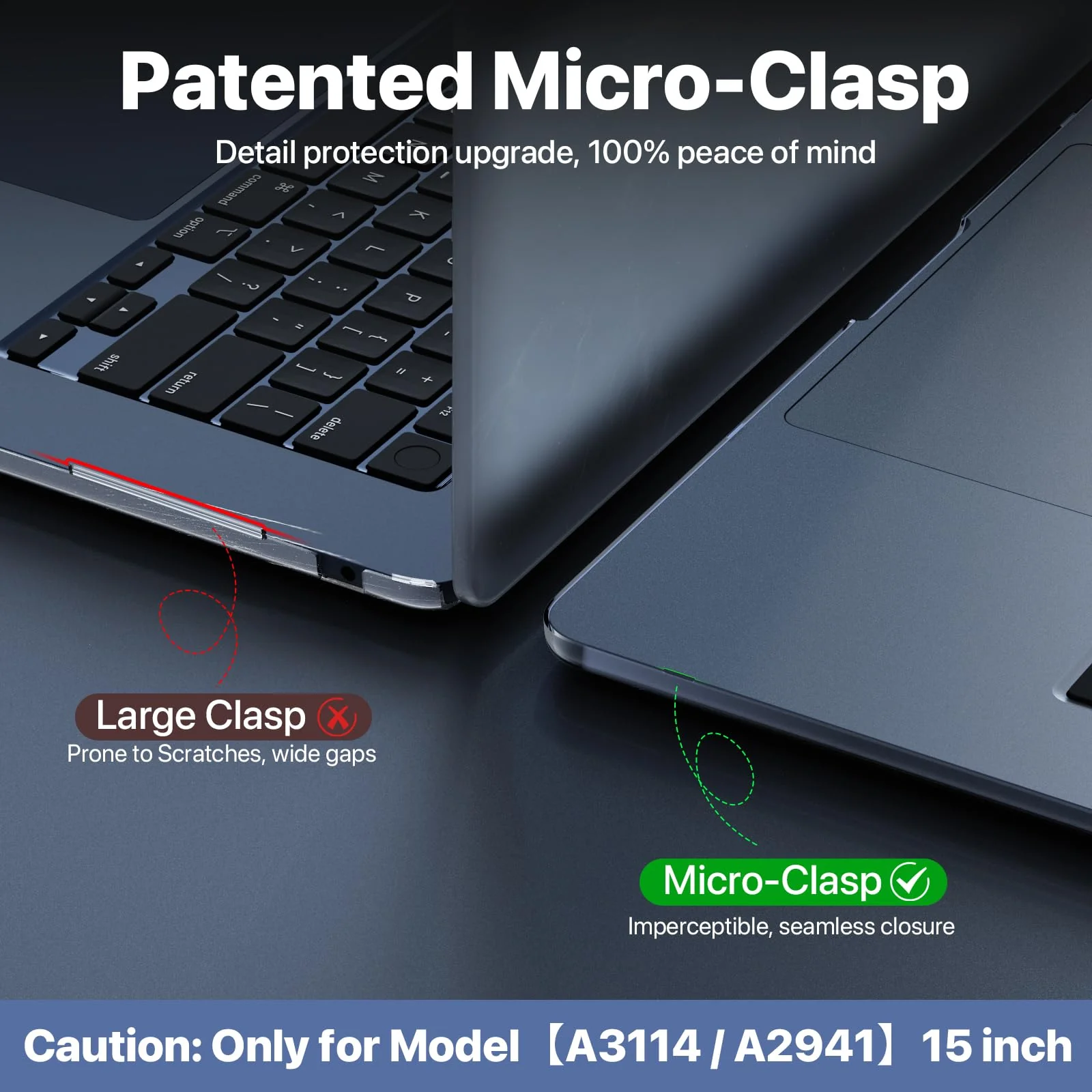 for MacBook Air 15 inch Case M3 M2 2024 2023 [Exclusive Midnight, Dazzle Boldly] [Outshine Bare Beauty] Hard Shell Protective Cover for Laptop Model A3114 A2941 - Crystal Midnight - Image 7