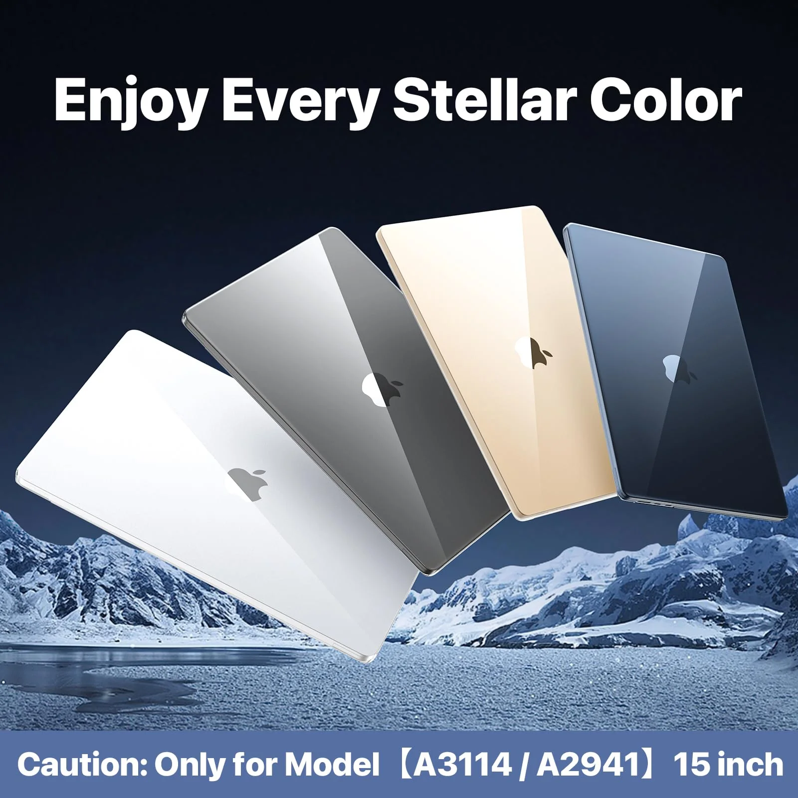 for MacBook Air 15 inch Case M3 M2 2024 2023 [Exclusive Midnight, Dazzle Boldly] [Outshine Bare Beauty] Hard Shell Protective Cover for Laptop Model A3114 A2941 - Crystal Midnight - Image 9