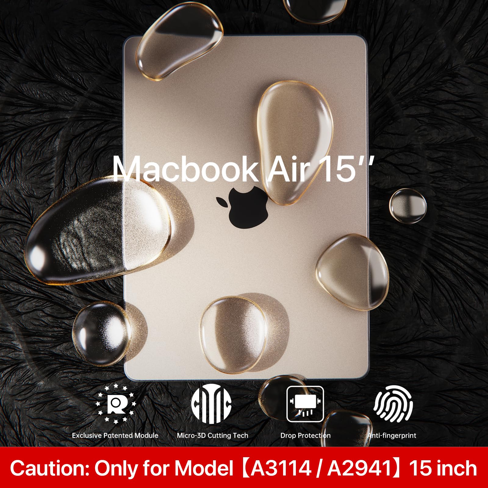 for MacBook Air 15 inch Case M3 M2 2024 2023 New [100% Match Official Color] [Ultra Thin Armor] Hard Shell + Translucent Keyboard Cover for Laptop Model A3114 A2941 - Starlight Clear - Image 2