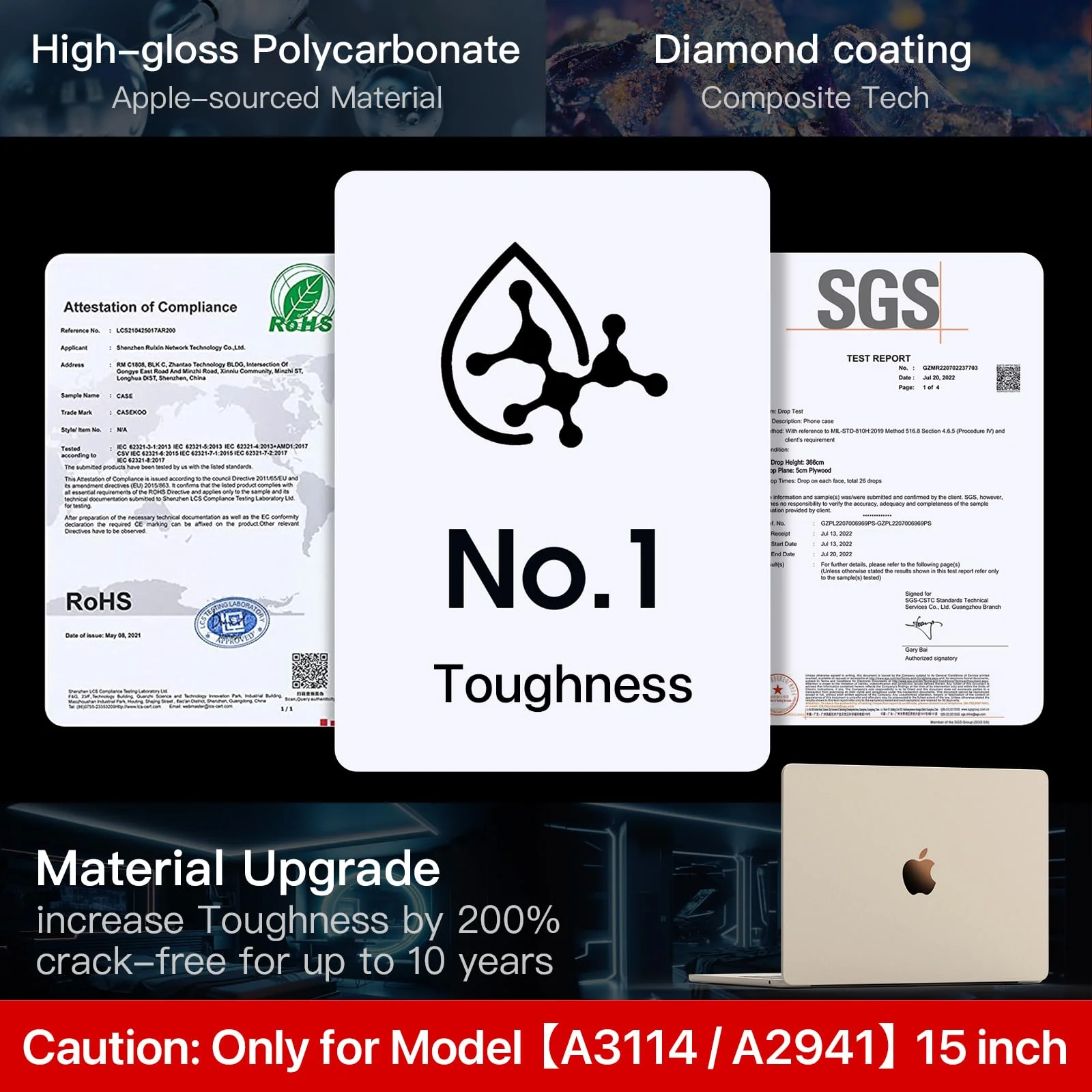for MacBook Air 15 inch Case M3 M2 2024 2023 New [100% Match Official Color] [Ultra Thin Armor] Hard Shell + Translucent Keyboard Cover for Laptop Model A3114 A2941 - Starlight Clear - Image 9