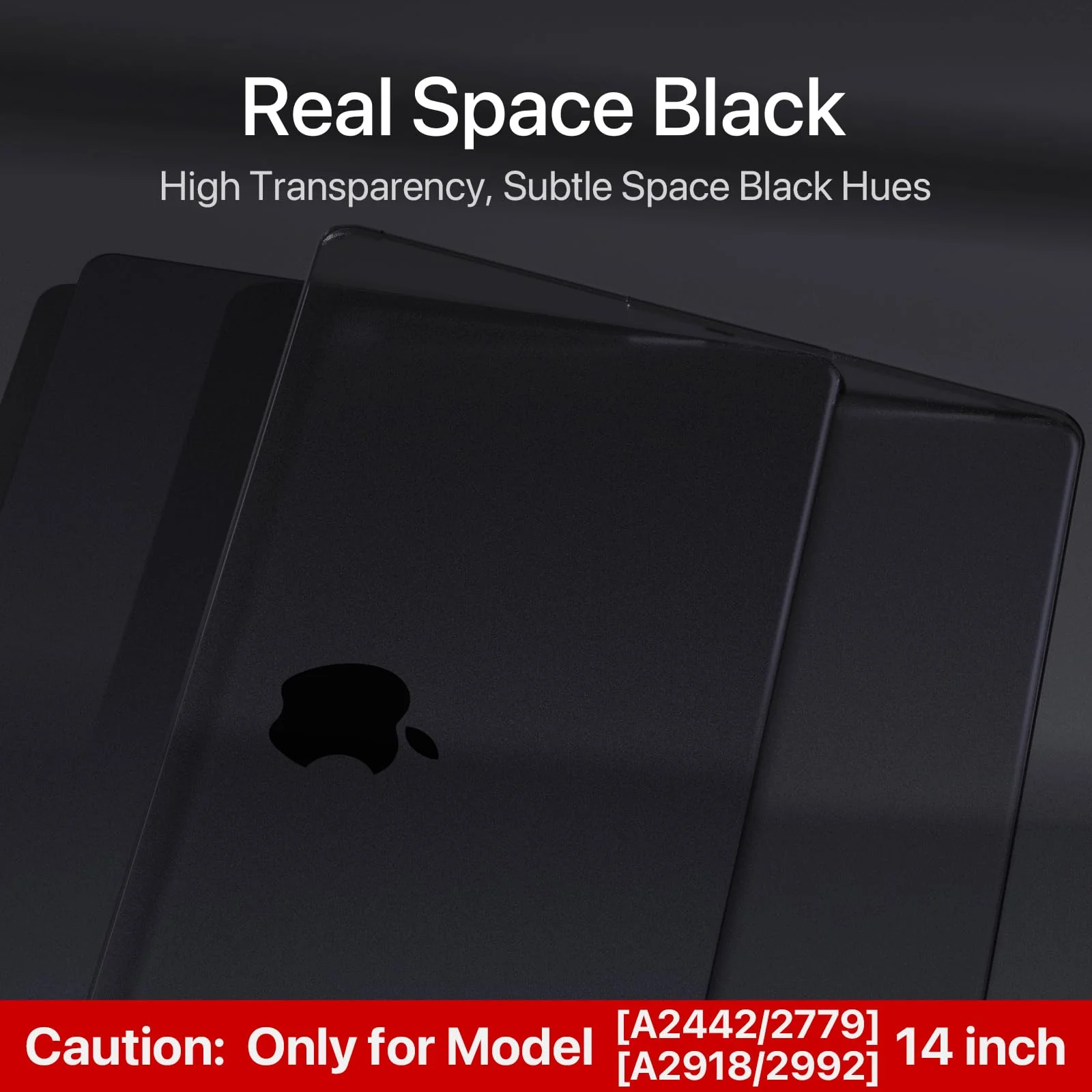 for MacBook Pro 14 inch Case 2024-2021 M3 Pro/Max A2918 A2992 M2 A2779 M1 A2442 [100% Match Official Color] Hard Shell + Translucent Keyboard Cover for Laptop - Space Black Clear - Image 2