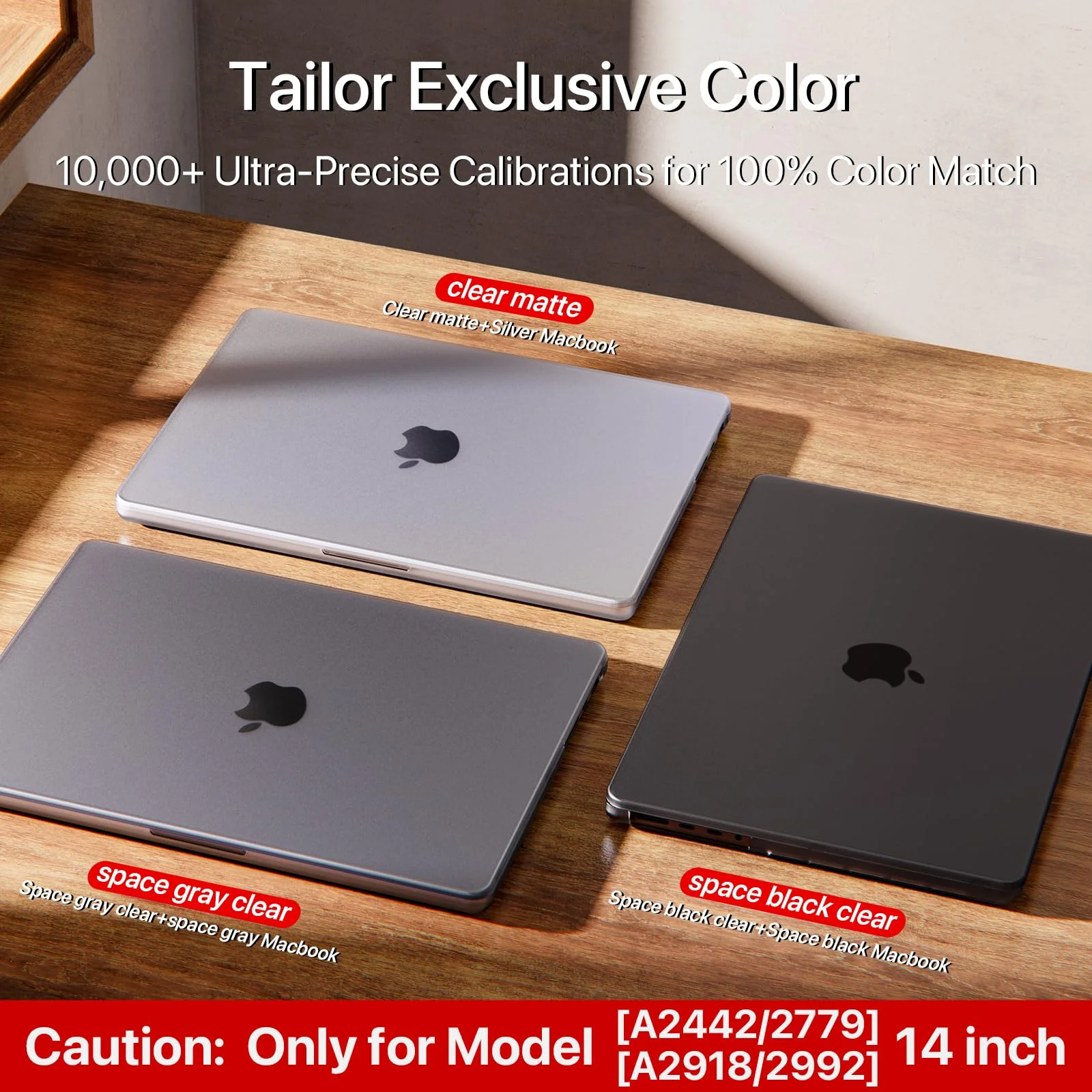 for MacBook Pro 14 inch Case 2024-2021 M3 Pro/Max A2918 A2992 M2 A2779 M1 A2442 [100% Match Official Color] Hard Shell + Translucent Keyboard Cover for Laptop - Space Black Clear - Image 7