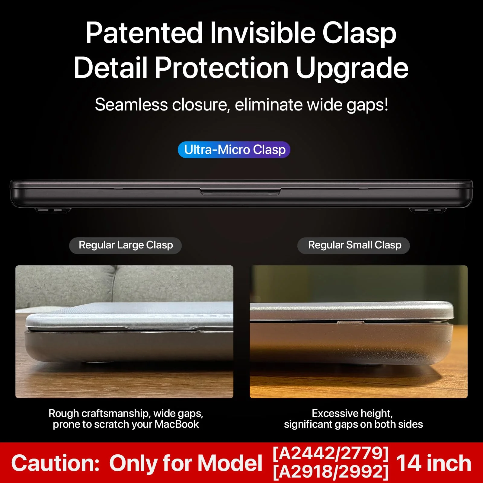 for MacBook Pro 14 inch Case 2024-2021 M3 Pro/Max A2918 A2992 M2 A2779 M1 A2442 [100% Match Official Color] Hard Shell + Translucent Keyboard Cover for Laptop - Space Black Clear - Image 8