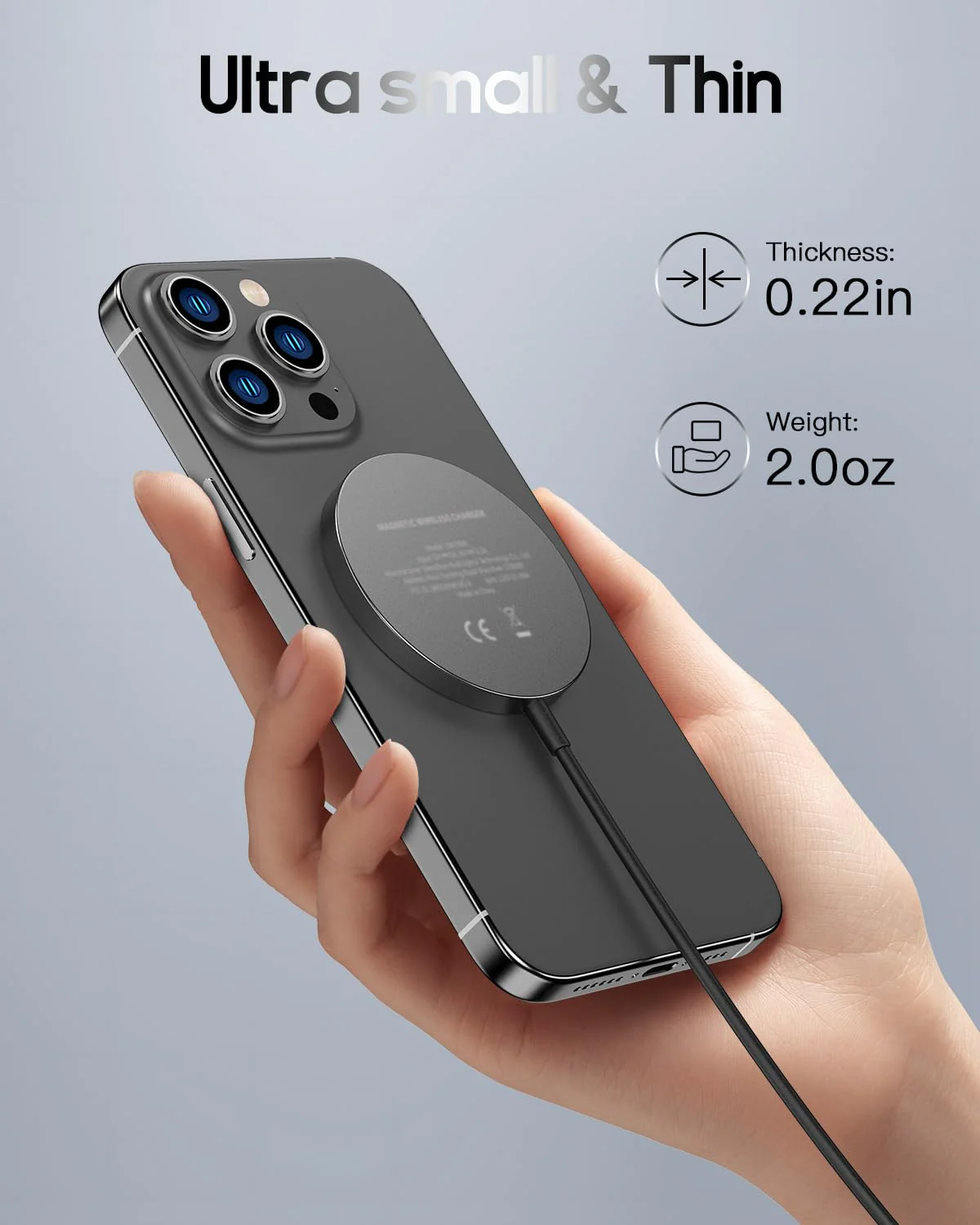 for Mag-Safe Charger, Magnetic Wireless Charger Made for iPhone 16/16 Pro/16 Pro Max/16 Plus/15/14/13/12 Series, 15W Max Fast Mag Safe Charging Pad for AirPods Pro 3 2 (Black) Black - Image 4