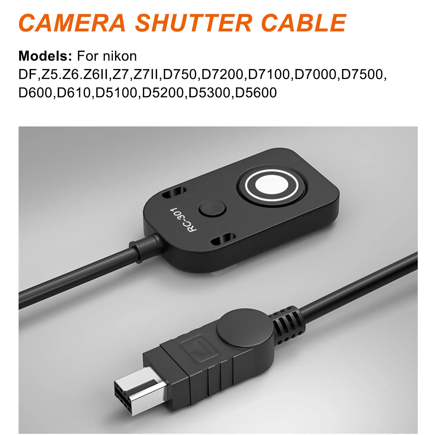 for NK Remote Cable RC301-DC2 Small Shutter Release Remote controlDF,Z5.Z6.Z6II,Z7,Z7II,D7100,D7200,D750,D600,D610,D90 D5600,D5300,D3300 Short Button (RC301-DC2 NK 11.8in/30cm) RC301-DC2 NK 11.8in/30cm - Image 8