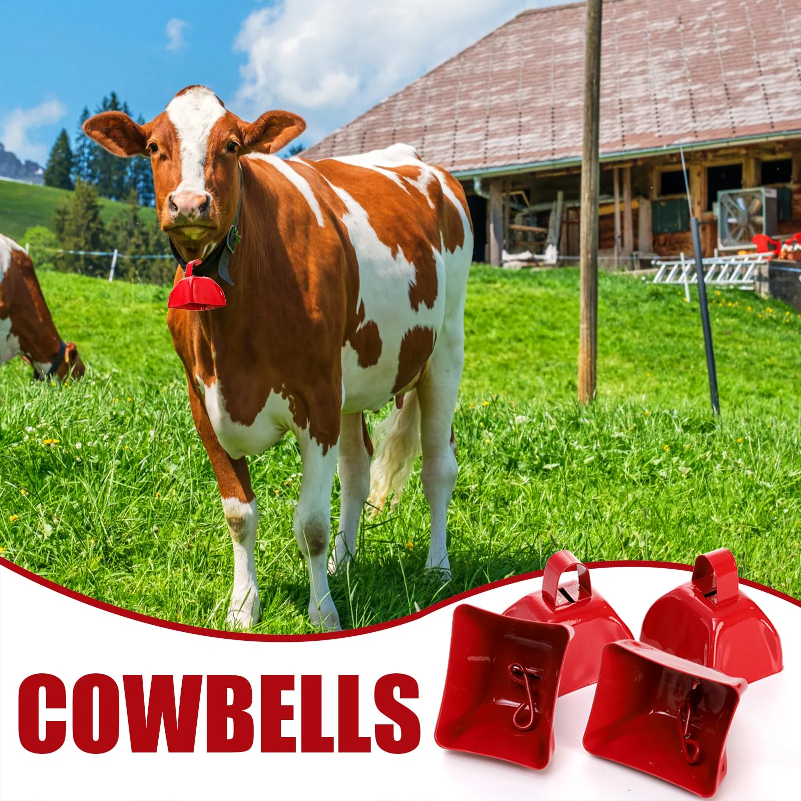 Foraineam 12 Pcs Cow Bells, Metal Loud Call Bell Alarm Noisemakers with Handle, Cowbells Hand Percussion Musical Instruments for Sporting Football Events, Weddings, Team Cheering, New Year's Eve - Image 4