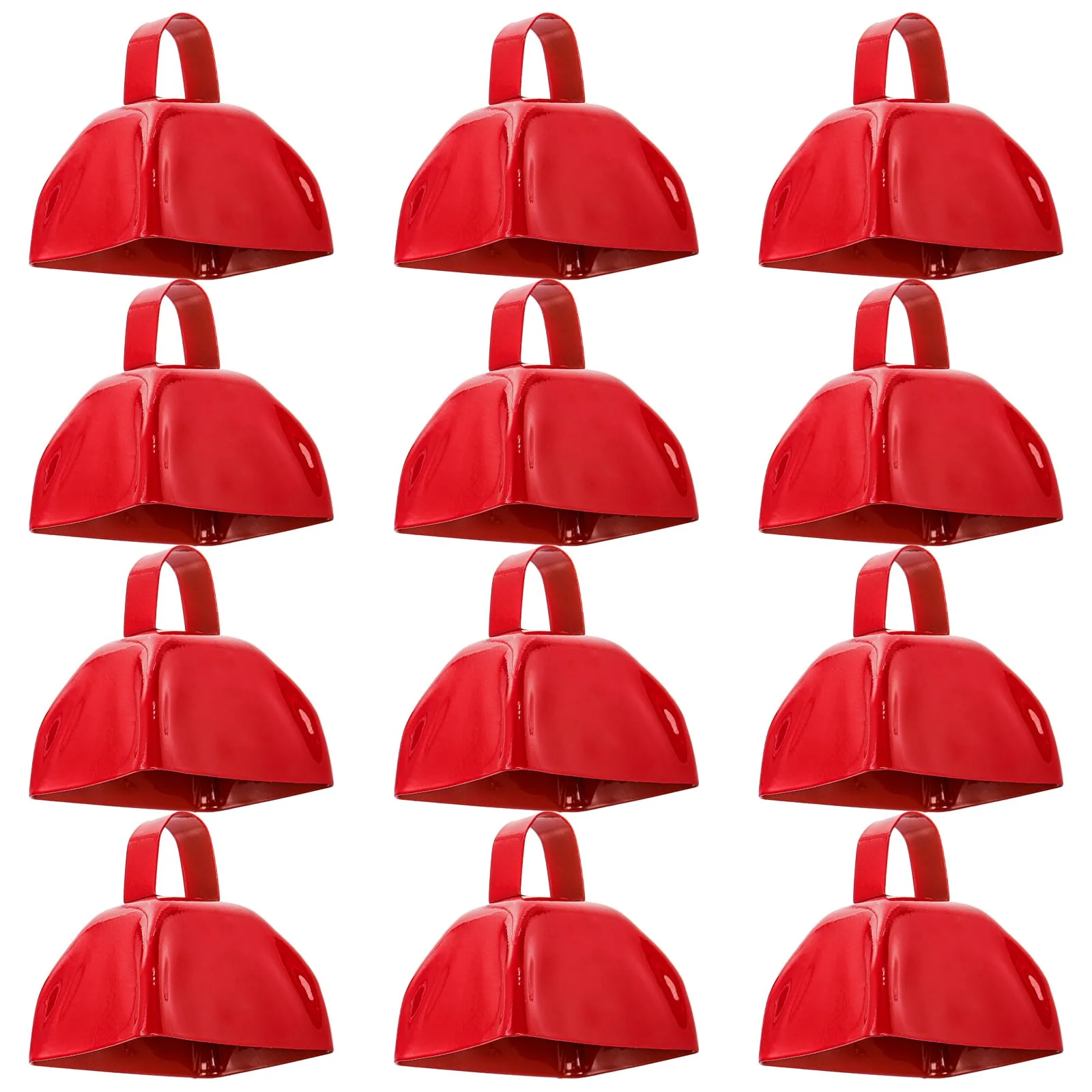 Foraineam 12 Pcs Cow Bells, Metal Loud Call Bell Alarm Noisemakers with Handle, Cowbells Hand Percussion Musical Instruments for Sporting Football Events, Weddings, Team Cheering, New Year's Eve - Image 8