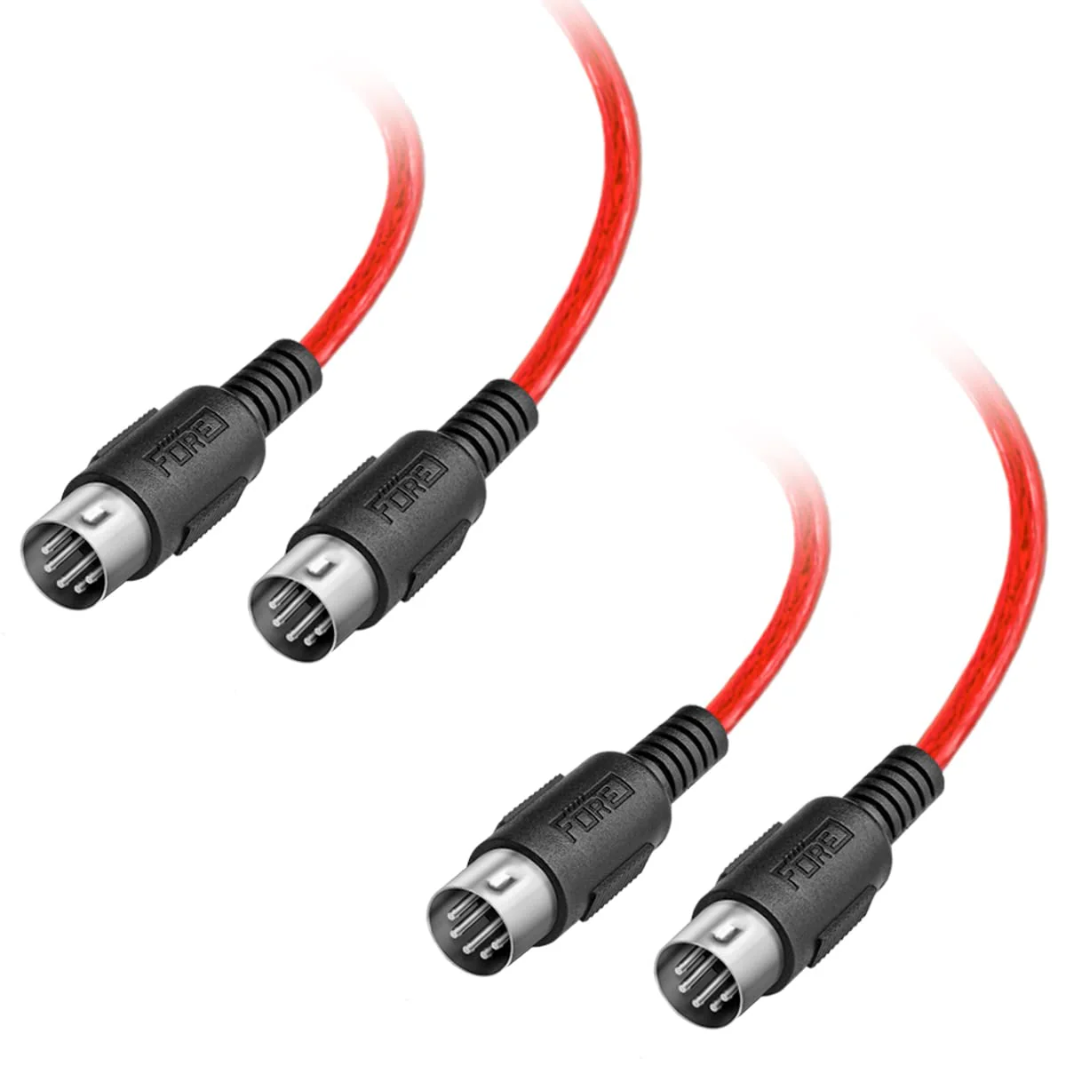 FORE 10 Feet 2-Pack Male to Male 5-Pin DIN MIDI Cable Compatible with MIDI Keyboard/Synthesizer/Guitar Multi Effects/Audio Interface/Audio Mixer/Auido Amplifier/External Sound Card/Red 10-Feet Red - Image 2