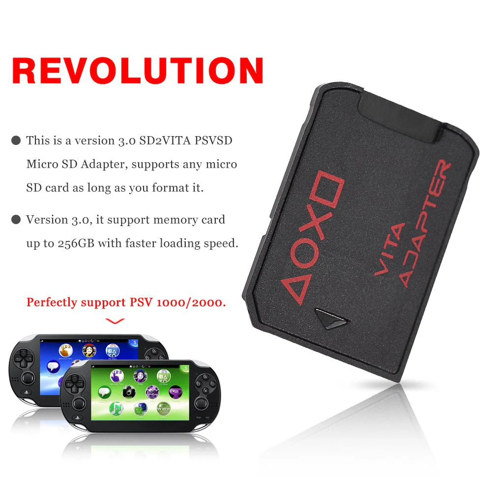 FOSA Version3.0 SD2Vita Memory Card Adapter, High Speed Game Card to Card Adapter Compatible with PS Vita 1000/2000, PSVITA Memory Card Converter, Support Up to 256GB - Image 2