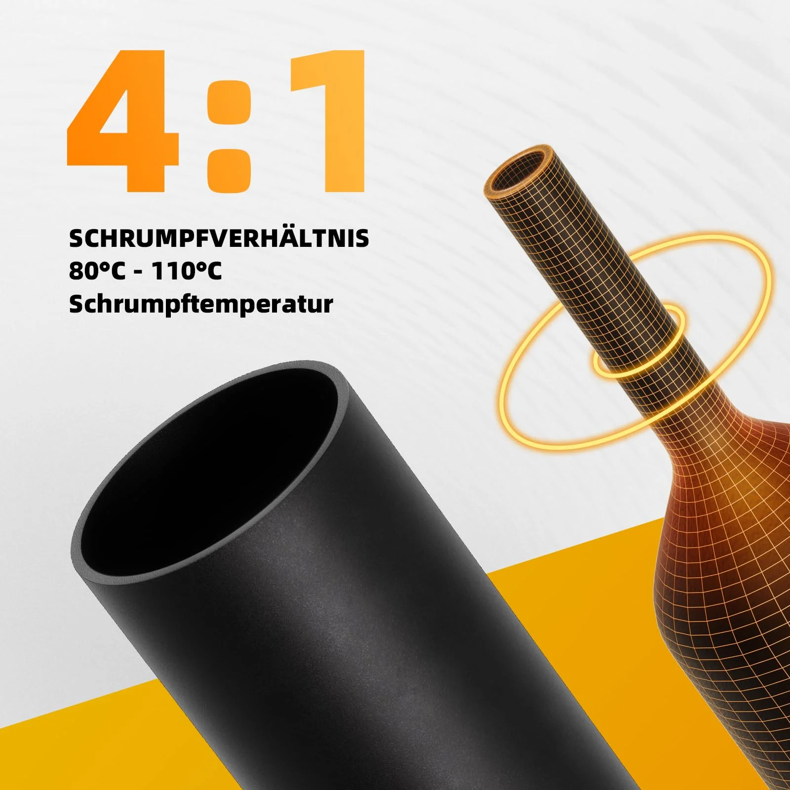 Fosdaling Heat Shrink Tube Set, 90 mm Extra Long 4:1 Heat Shrink Tubing, Waterproof with Adhesive, Heat Shrink Tube Assortment (7 Sizes, Black) - Image 2