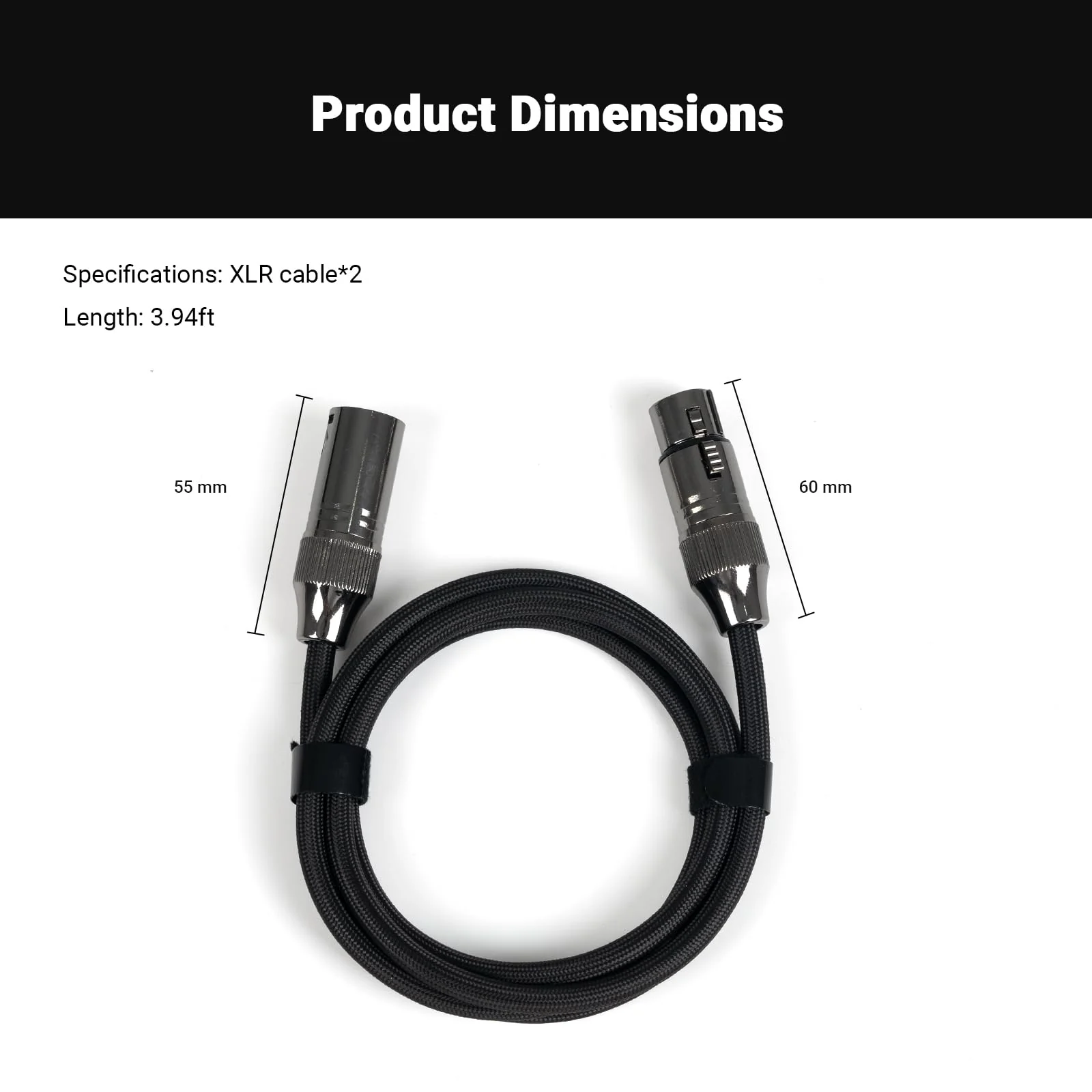 Fosi Audio XLR Cable 4ft, 2 Pack Cables for ZA3 ZD3 Amplifier DAC Preamp Microphone - Image 7