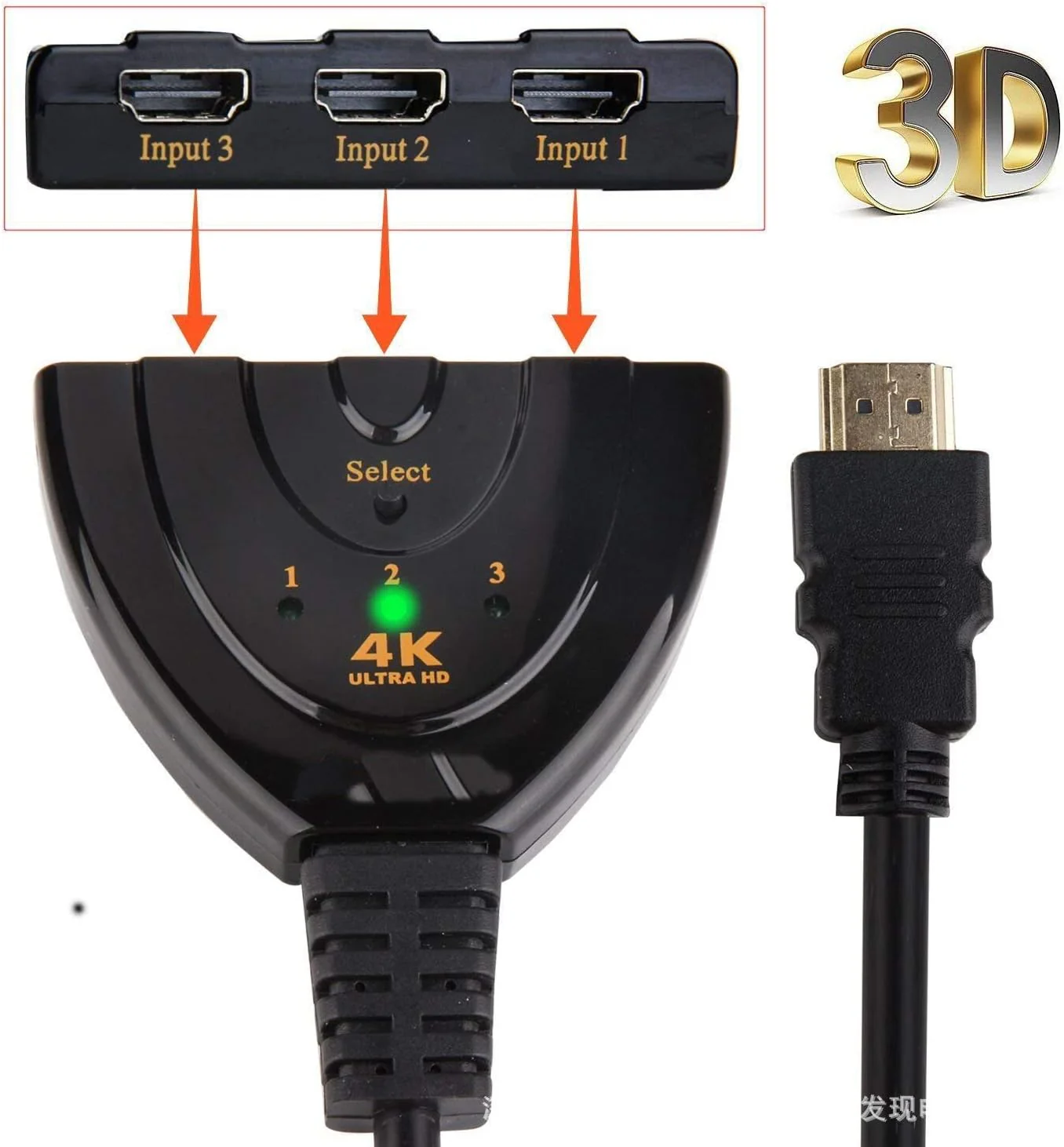 Fosmon 4K HDMI Switch 3 in 1 out 4K@30Hz, 3-Port HDMI Splitter Hub Switcher Auto Switching UHD 3D HDR HD 1080P HDCP, for HDTV, PS5/4, Xbox, Fire Stick 3-Port / 4K@30Hz - Image 6
