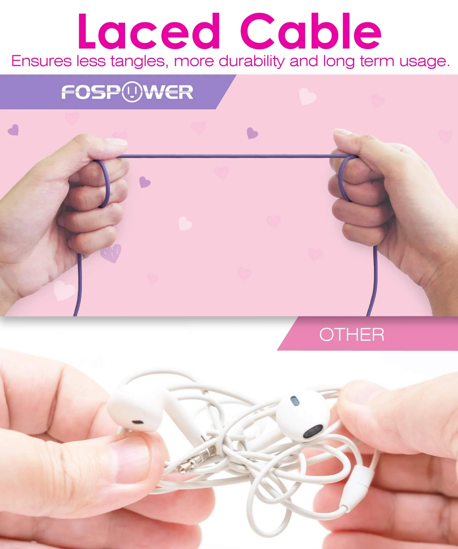 FosPower Kids Headphones with LED Cat Ears (Safe Volume Limit 85 dB), 3.5mm On-Ear Wired Headphones with Laced Tangle-Free Cables for Boys/Girls/School/Travel - Hot Pink/Purple Hot Pink / Purple - Image 6