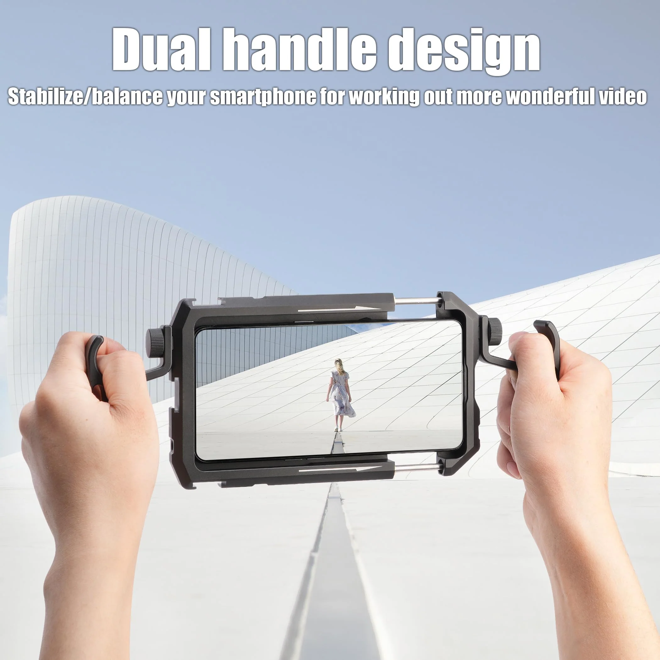 Fotga Aluminum Universal Smartphone Cage Photo Video Stabilizer with Handles Rig for Iphone Samsung Cell Phone Vlog Live Stream Filmmaking,with Cold Shoe Tripod Mount - Image 5