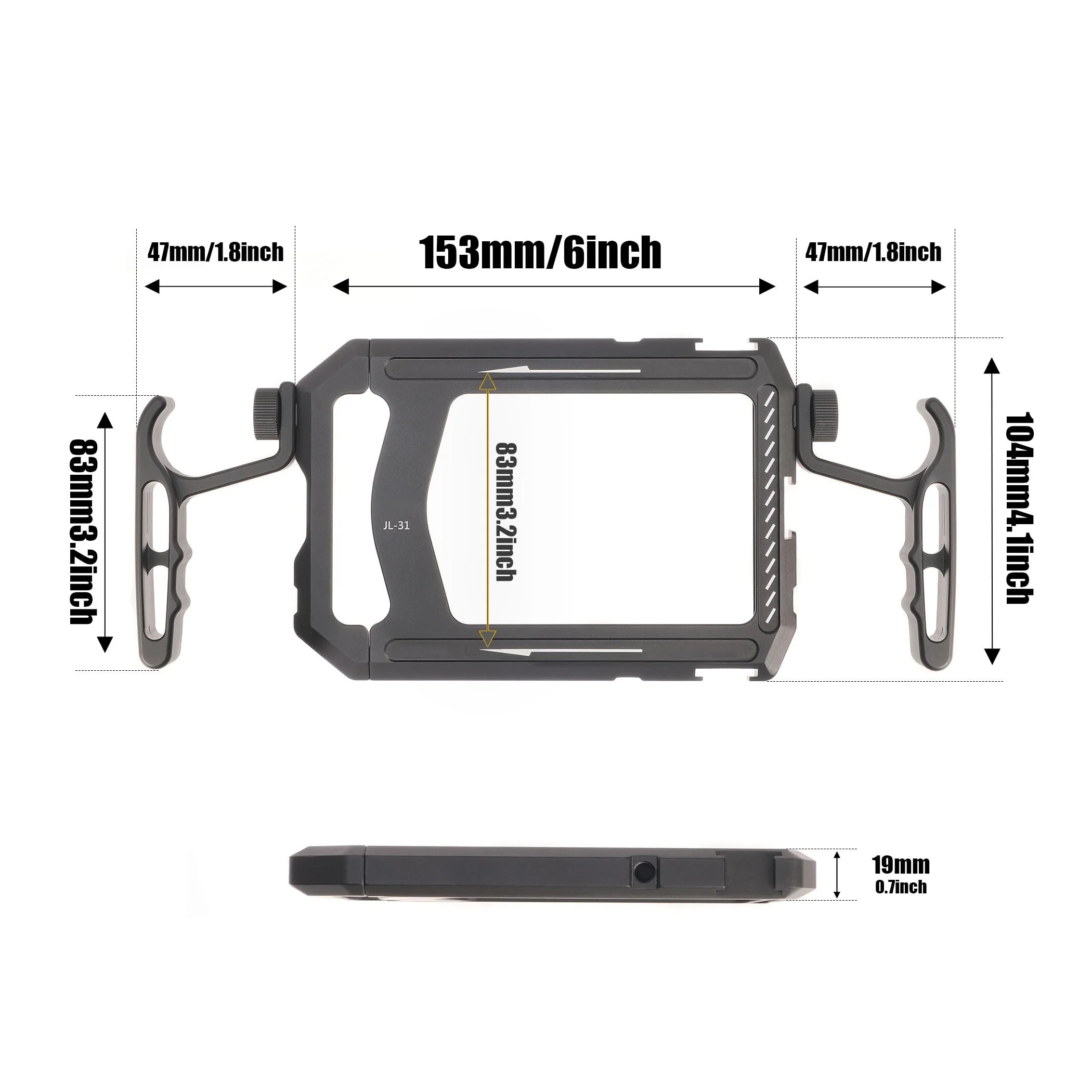 Fotga Aluminum Universal Smartphone Cage Photo Video Stabilizer with Handles Rig for Iphone Samsung Cell Phone Vlog Live Stream Filmmaking,with Cold Shoe Tripod Mount - Image 6