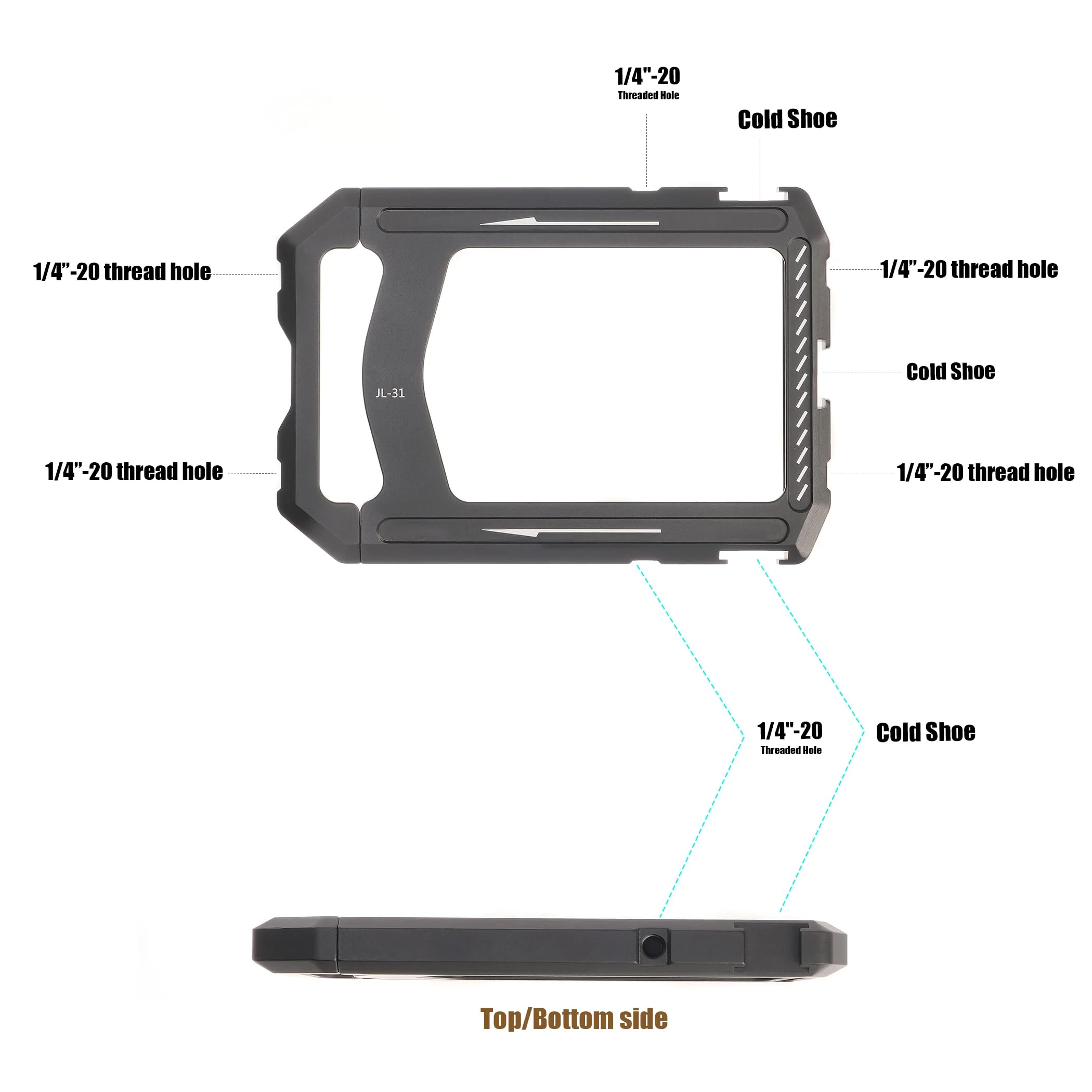 Fotga Aluminum Universal Smartphone Cage Photo Video Stabilizer with Handles Rig for Iphone Samsung Cell Phone Vlog Live Stream Filmmaking,with Cold Shoe Tripod Mount - Image 7