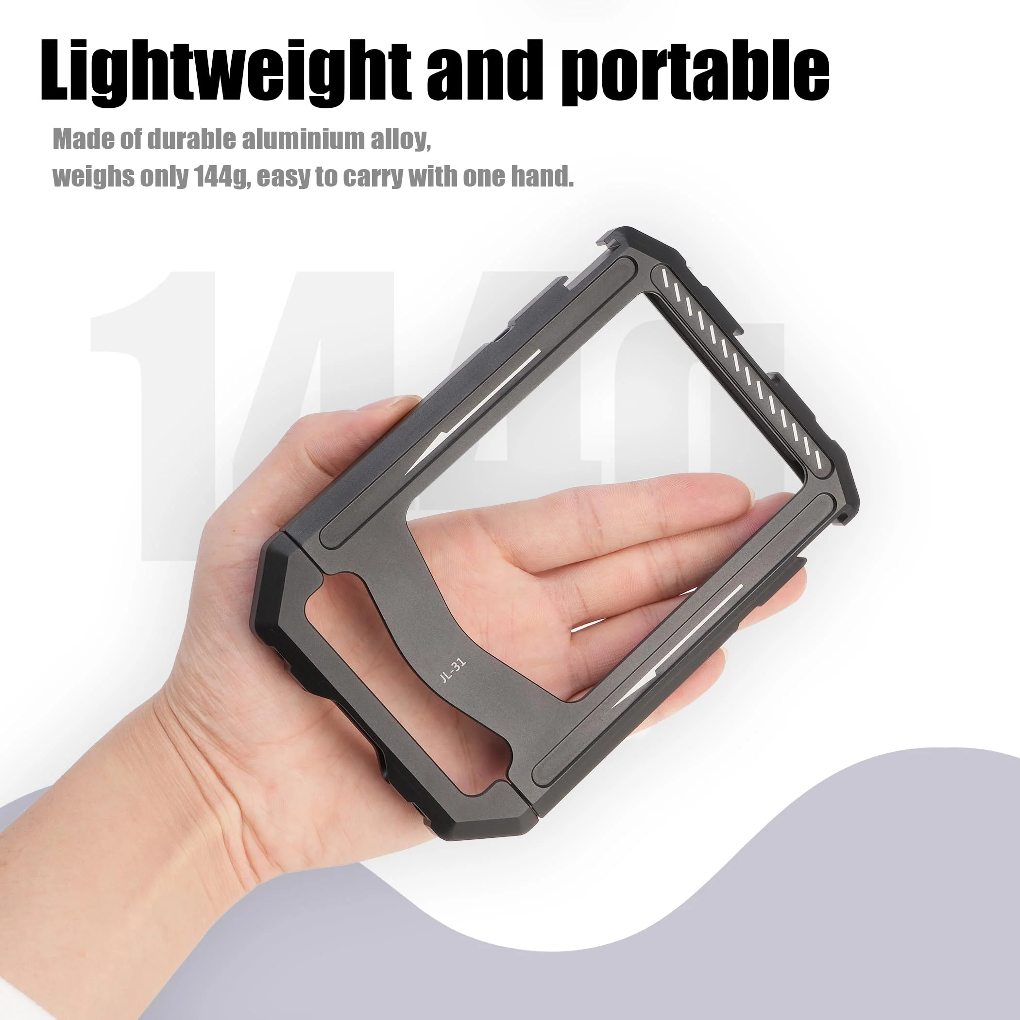 Fotga Aluminum Universal Smartphone Cage Photo Video Stabilizer with Handles Rig for Iphone Samsung Cell Phone Vlog Live Stream Filmmaking,with Cold Shoe Tripod Mount - Image 8