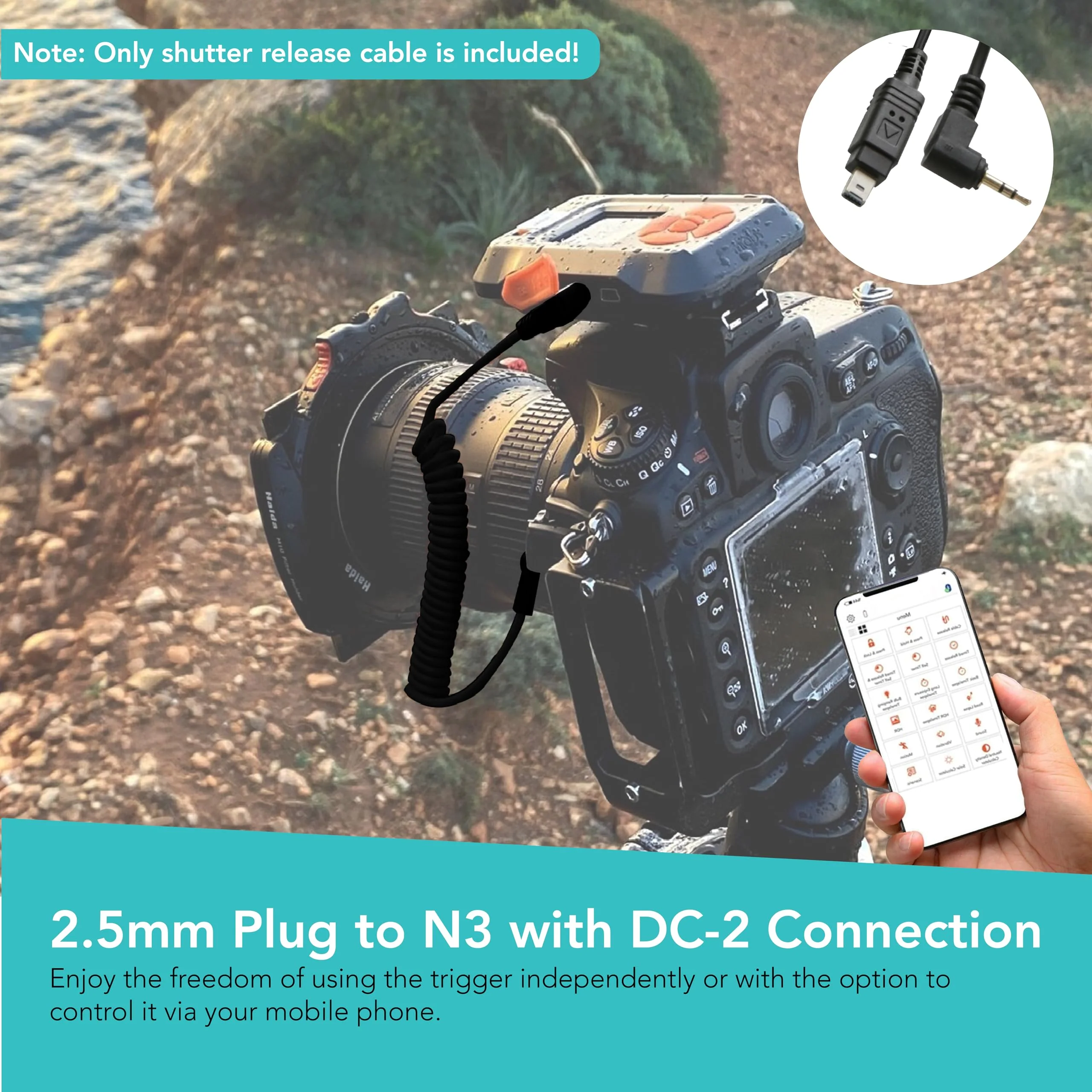 Foto&Tech 2.5mm N3 Remote Control Shutter Release Cable Cord Compatible with Miops Trigger & Nikon Z8 Z6 III D780 Z6 Z7 D7500 D750 D5600 D5500 D7200 D7100 D5200 D5100 D5000 D3300, COOLPIX P1000 - Image 2
