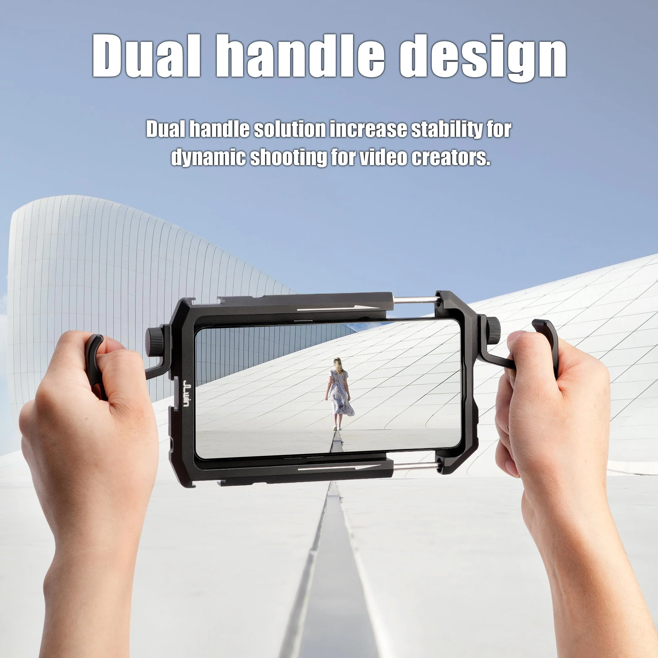 Foto4easy Universal Smartphone Video Rig,Aluminum Phone Video Stabilizer with Dual Handle Kit for iPhone for Samsung for Pixel and Other Android Phones - Image 4