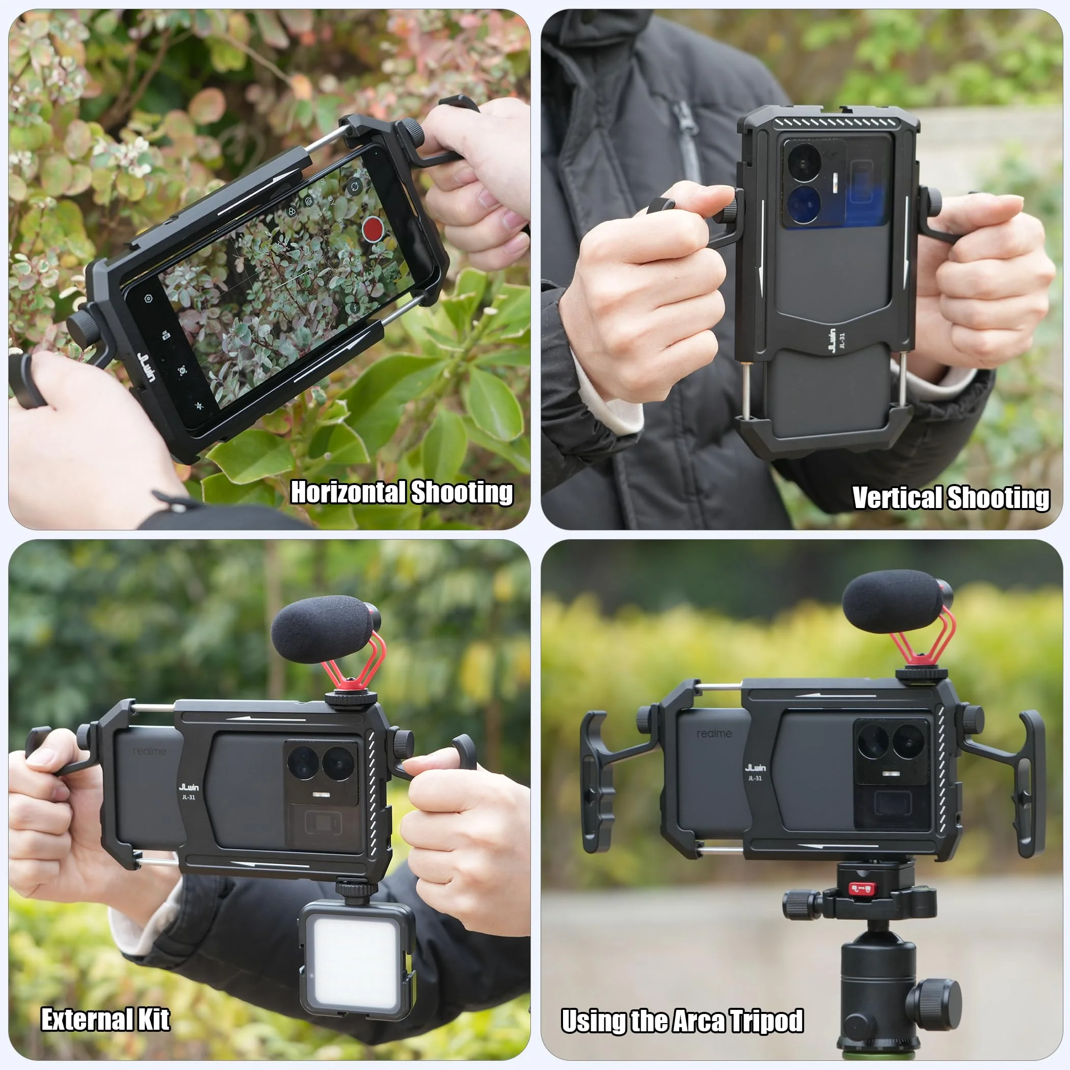 Foto4easy Universal Smartphone Video Rig,Aluminum Phone Video Stabilizer with Dual Handle Kit for iPhone for Samsung for Pixel and Other Android Phones - Image 5