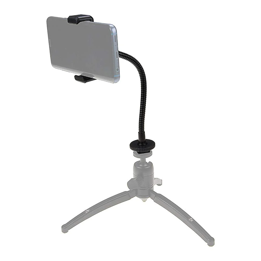 Fotodiox Cell Phone Mount w/Gooseneck Tripod/Hot Shoe Adapter - Universal Phone 1/4" Tripod Mount Clamp for Smartphones, 2.2-4" Wide Adjustable - Image 6