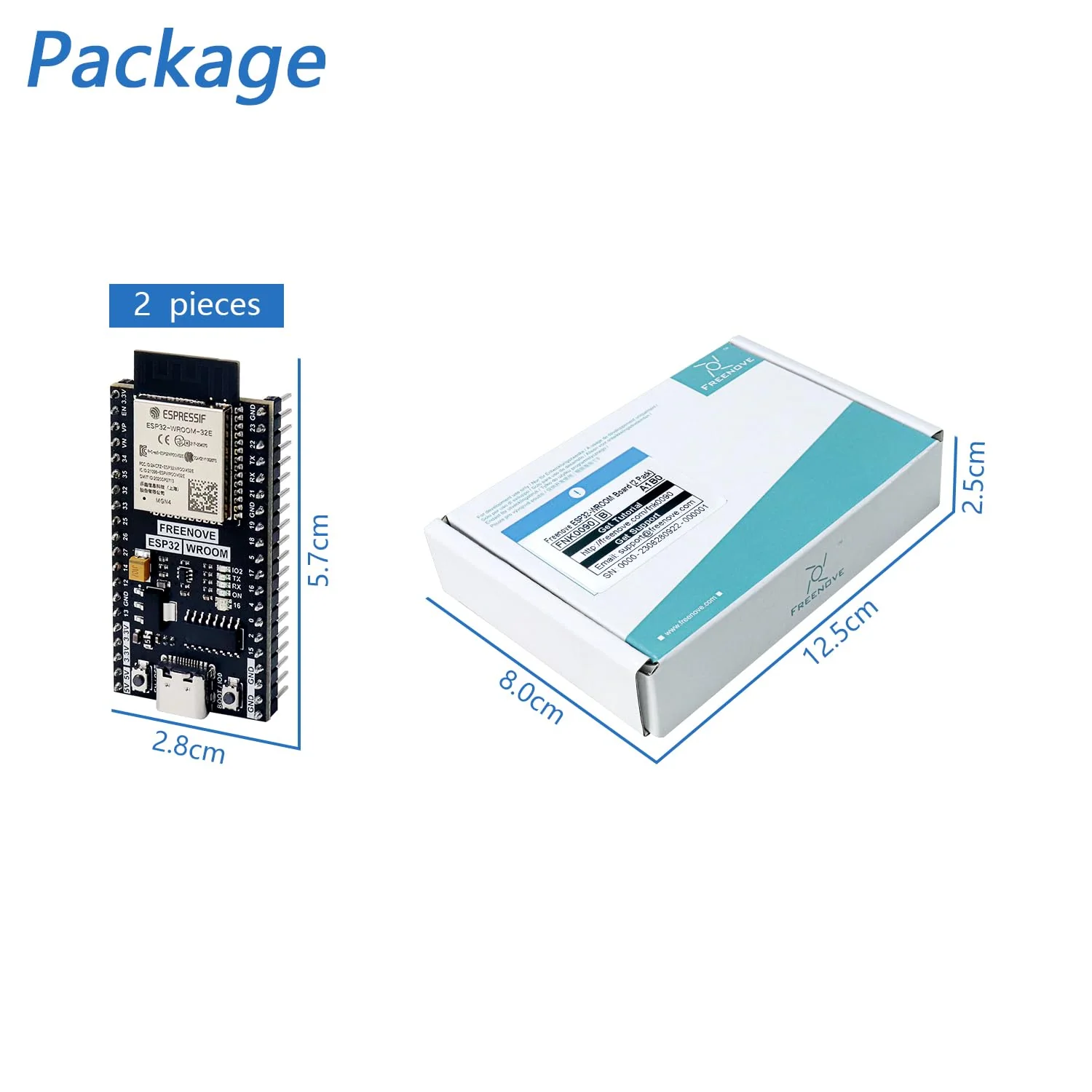Freenove ESP32 Board (2 Pack), Dual-core 32-bit 240 MHz Microcontroller, Onboard Wireless, Python C Code, Example Projects Tutorial 2 Pack - Image 6