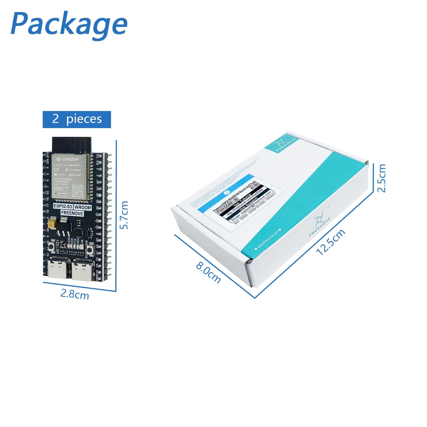FREENOVE ESP32-S3-WROOM Board Lite (2 Pack), Dual-core 32-bit 240 MHz Microcontroller, Onboard Wireless, Python C Code, Example Projects Tutorial 2 Pack - Image 6