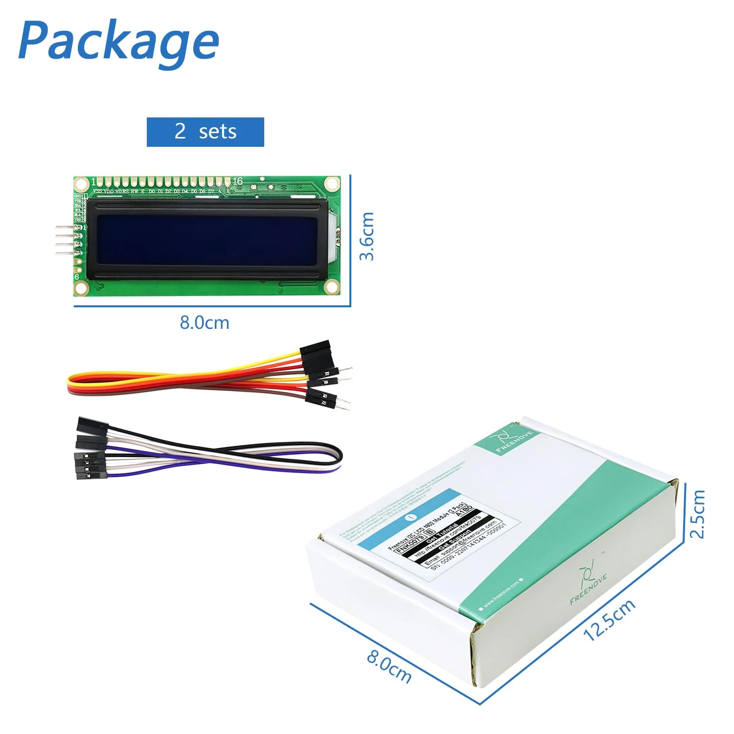 FREENOVE I2C IIC LCD 1602 Module (2 Pack), New Type TWI Serial 16x2 Display, Compatible with Arduino Raspberry Pi Pico ESP32 ESP8266 I2C 1602 2 Pack - Image 6