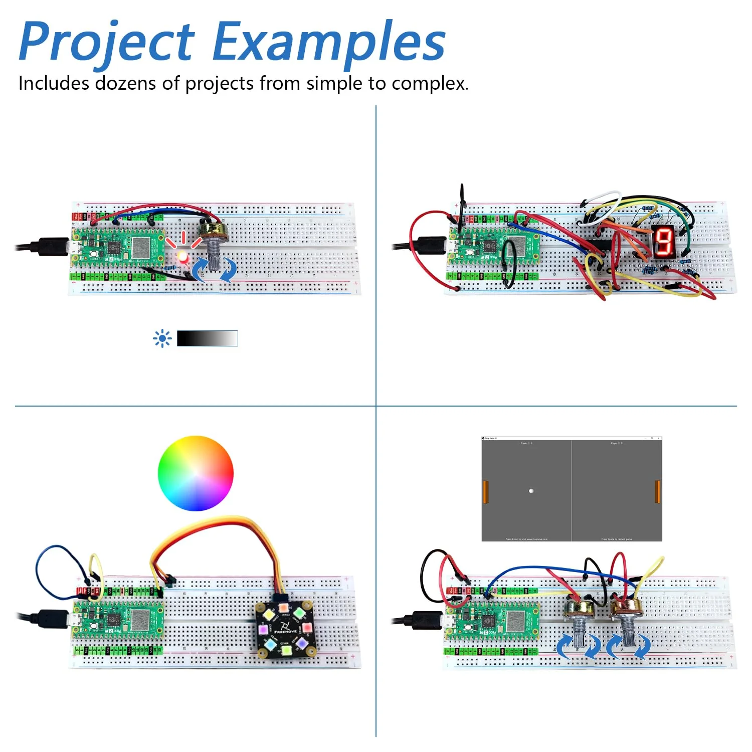 Freenove Super Starter Kit for Raspberry Pi Pico 2 W (Included), Dual Arm Cortex-M33 and Dual Hazard3 RISC-V Microcontroller, 588-Page Detailed Tutorial, 177 Items, 94 Projects, Python C Java Code with Raspberry Pi Pico 2 W - Image 4