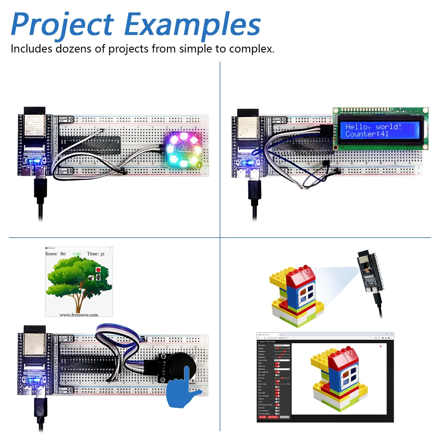 Freenove Ultimate Starter Kit for ESP32-S3 ESP32 S3 CAM (Included), Dual-core 32-bit 240 MHz Microcontroller, Onboard Camera Wireless, Python C Java, 783-Page Detailed Tutorial, 243 Items 116 Projects - Image 4