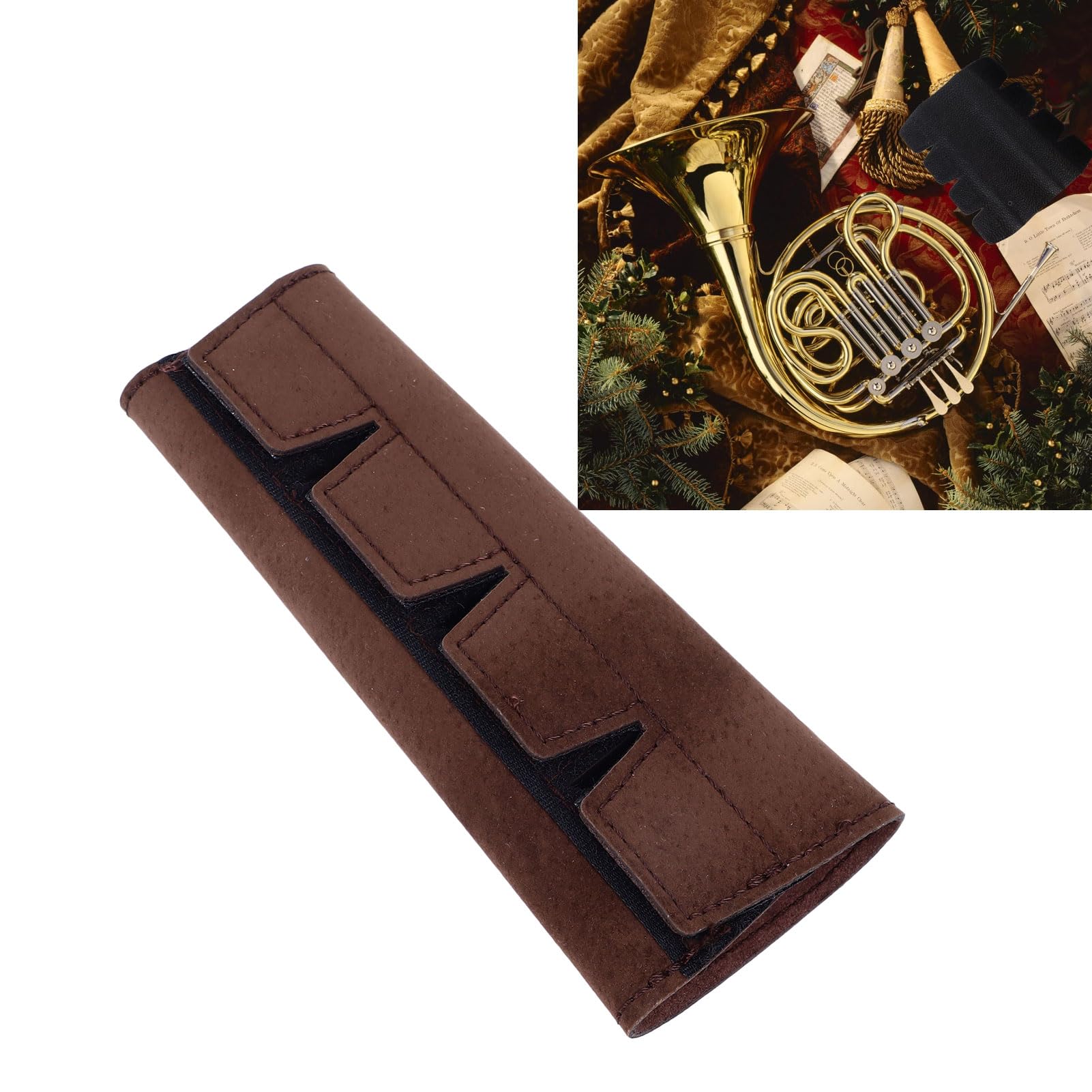French Horn Handguard Accessory, Easy Installation Leather Cover for Performance (Brown) Brown - Image 5