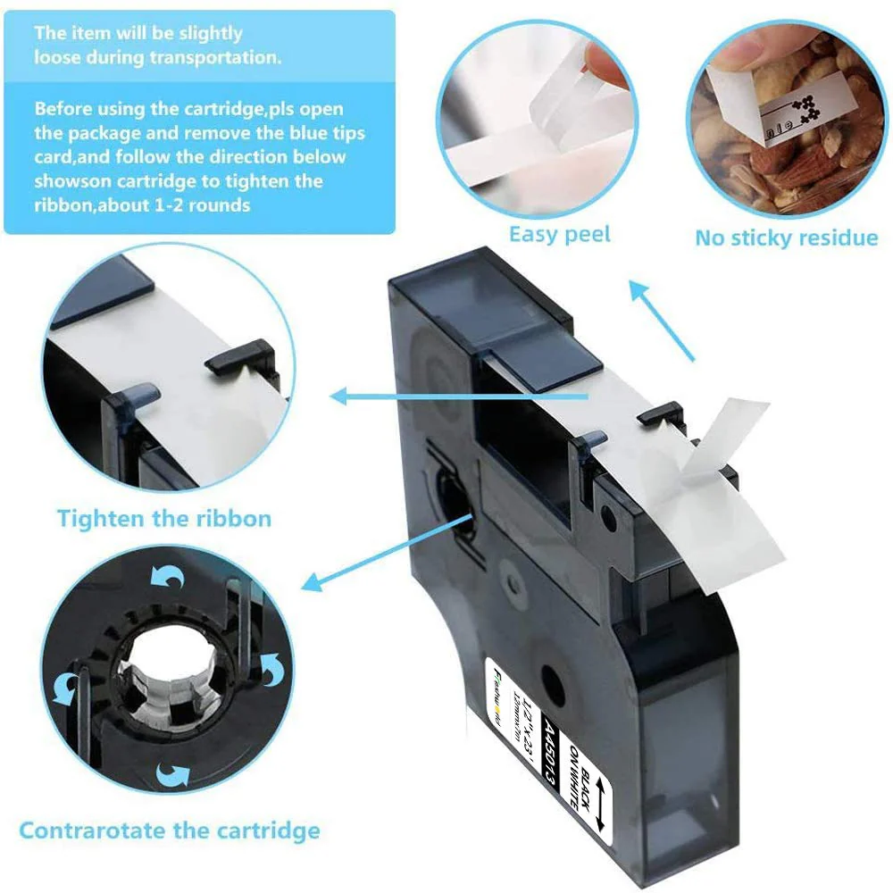 Freshworld Compatible Tape Replacement for Dymo D1 Labels Tape 45013 S0720530 Refill, Black on White,1/2 Inch x 23 Ft, Labeling Tape for Dymo LabelManager PnP 160 360D 280 420P 450 Duo Label Maker,3P 3 - Image 3