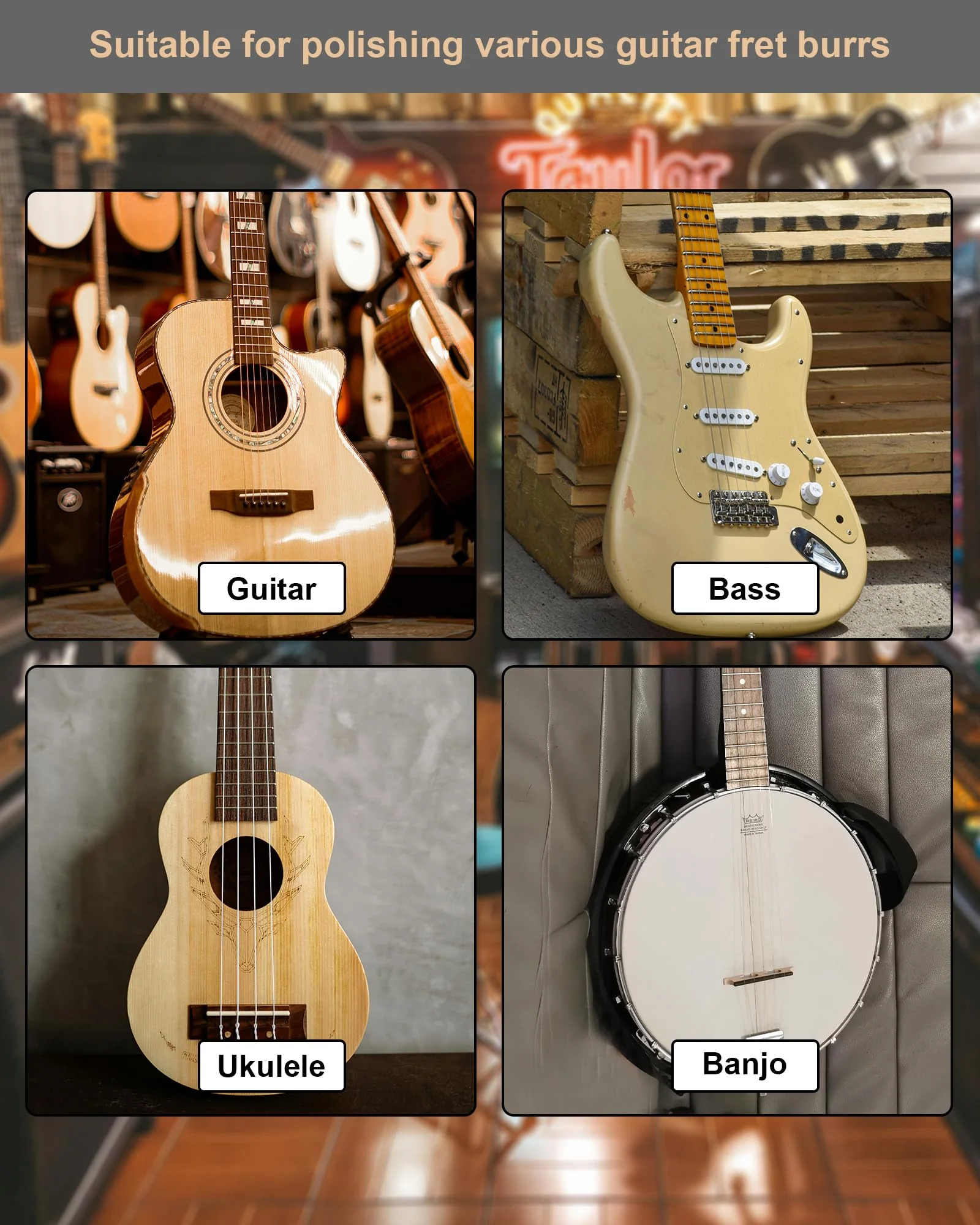Fret End File, Fix Sharp Fret End Dressing File, Double-Side Guitar Fret Files for Rounding, Shaping, and Deburring, Works on All Frets, with Clean Brush - Image 6