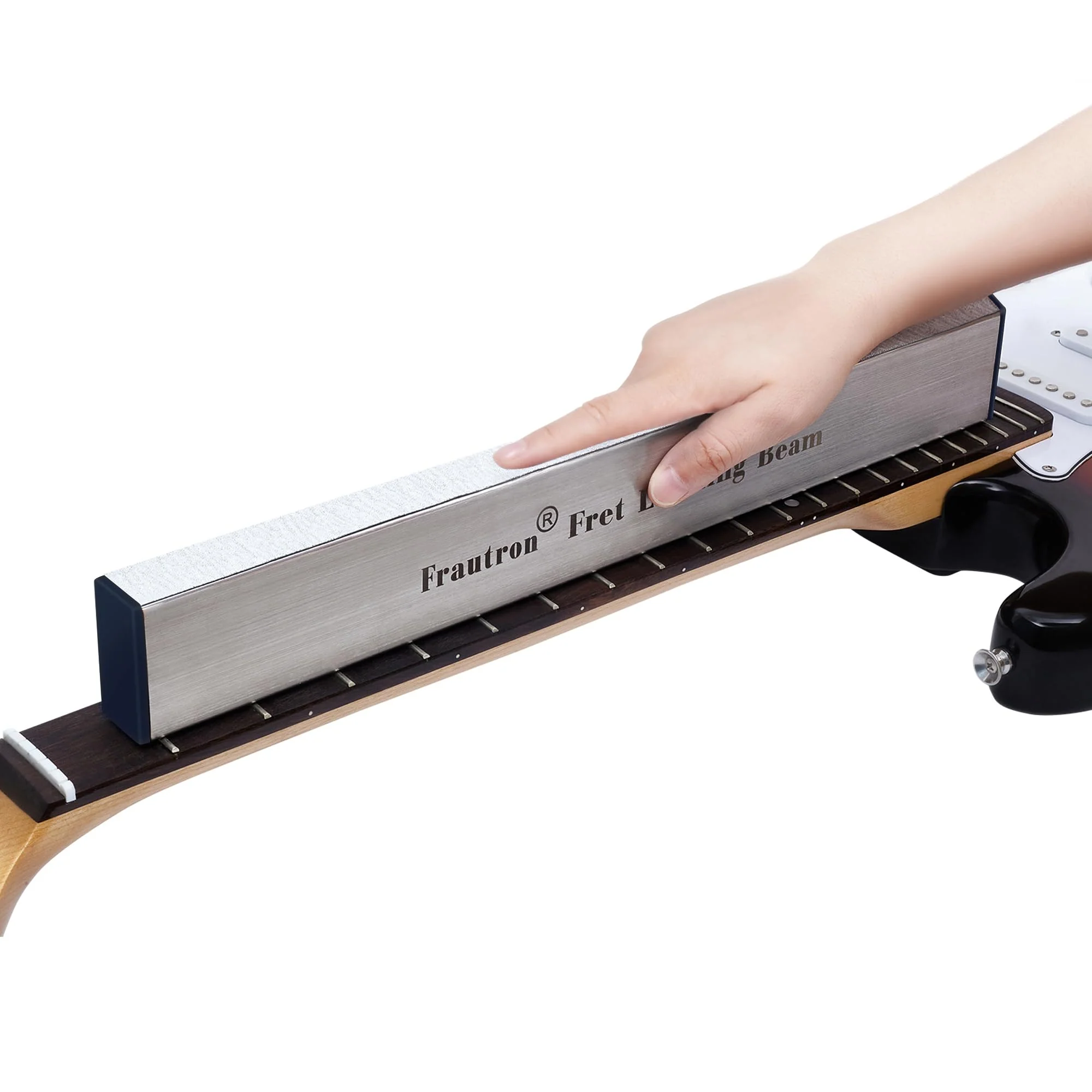 Fret Leveling Beam, 16 Inch Stainless Steel Fret Leveler Sanding Block, Guitar Fret Level File Bar Luthier Repair Tool with 2-Set of 120/240/320/400/600/1000 Grit Replacement Sandpaper Stainless Steel Fret Leveler-16"x2"x1" - Image 2