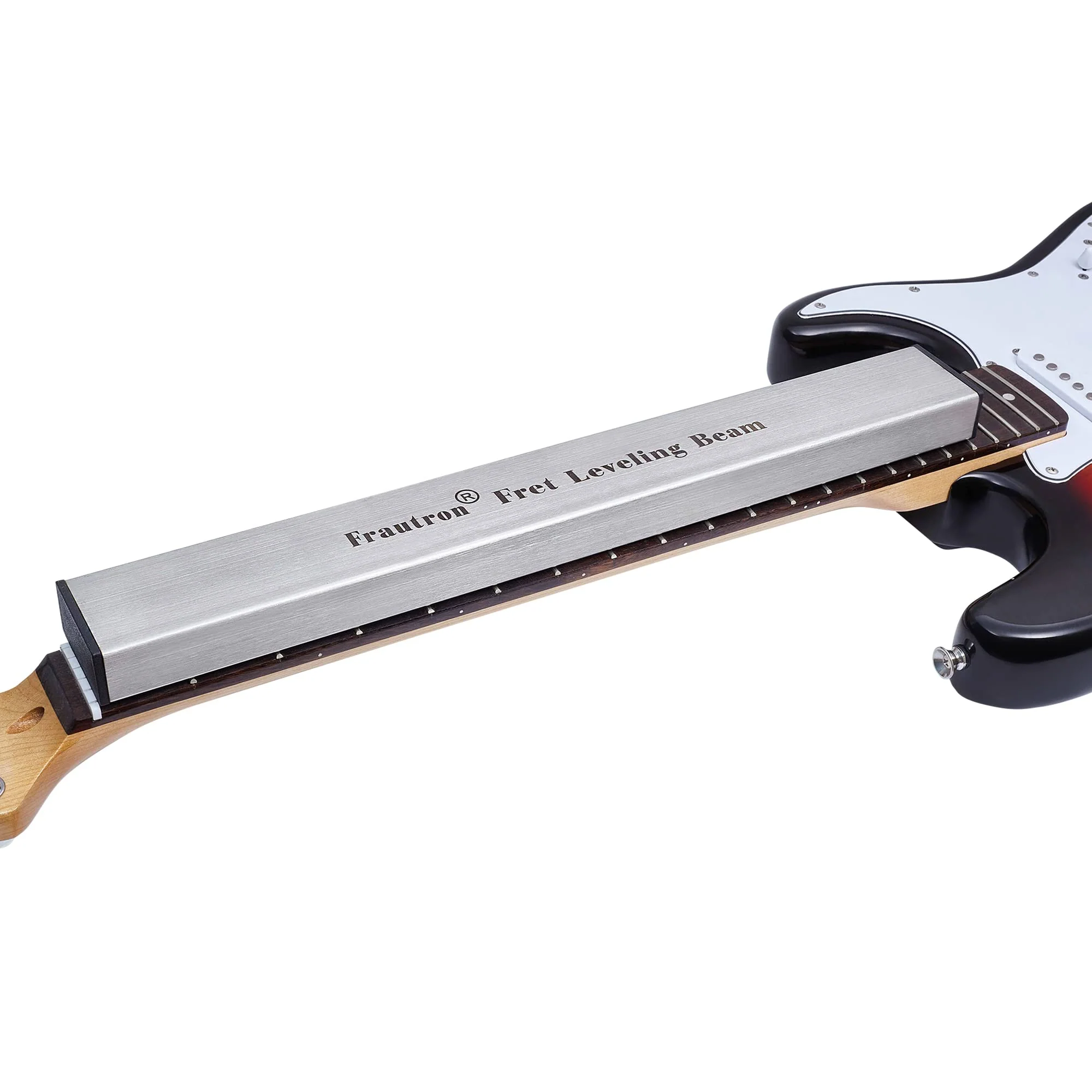 Fret Leveling Beam, 16 Inch Stainless Steel Fret Leveler Sanding Block, Guitar Fret Level File Bar Luthier Repair Tool with 2-Set of 120/240/320/400/600/1000 Grit Replacement Sandpaper Stainless Steel Fret Leveler-16"x2"x1" - Image 3