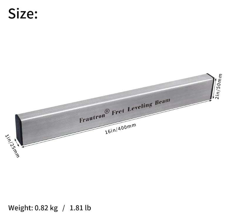 Fret Leveling Beam, 16 Inch Stainless Steel Fret Leveler Sanding Block, Guitar Fret Level File Bar Luthier Repair Tool with 2-Set of 120/240/320/400/600/1000 Grit Replacement Sandpaper Stainless Steel Fret Leveler-16"x2"x1" - Image 5
