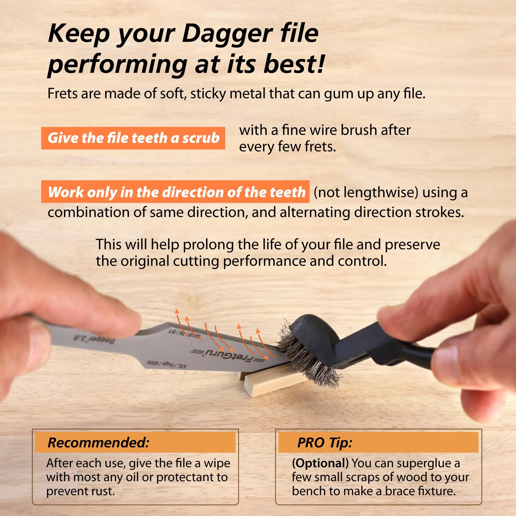 FretGuru Guitar Fret Crowning File - Dual Sided Dagger 2.0 - LG/XL and XXL/HUGE - Ideal for Frets between .095" to .118" wide - Professional Luthier Tool for Electric and Bass Guitars Dagger 2.0 XXL - Image 6
