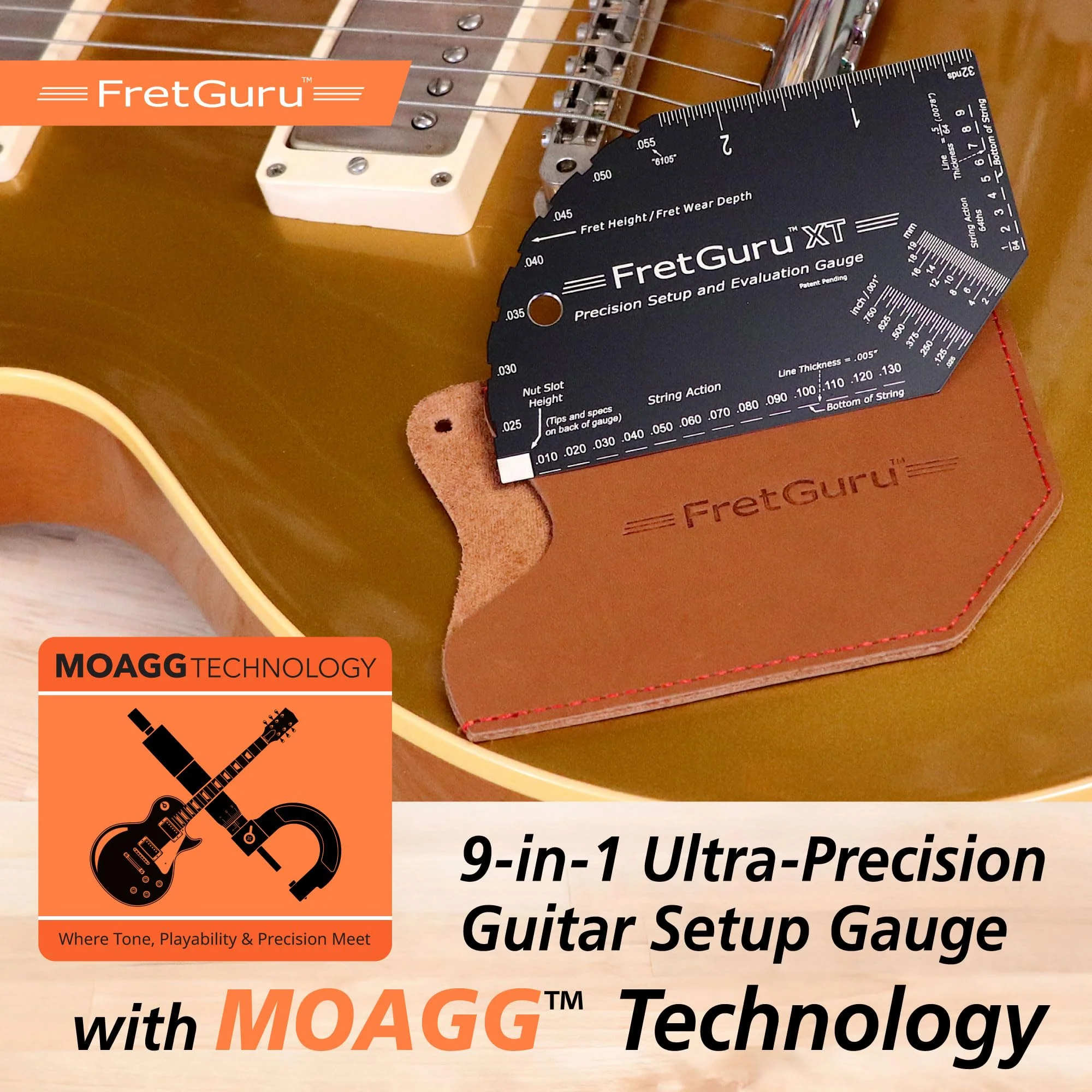 FretGuru XT Guitar String Action Gauge – Pro Fret Rocker, Bridge & Pickup Spacing Ruler, Advanced Ultra-Precision, MOAGG™ Technology – Guitar Setup Tool for Luthiers with Fret Height/Fret Wear Checker XT Gauge - Image 2