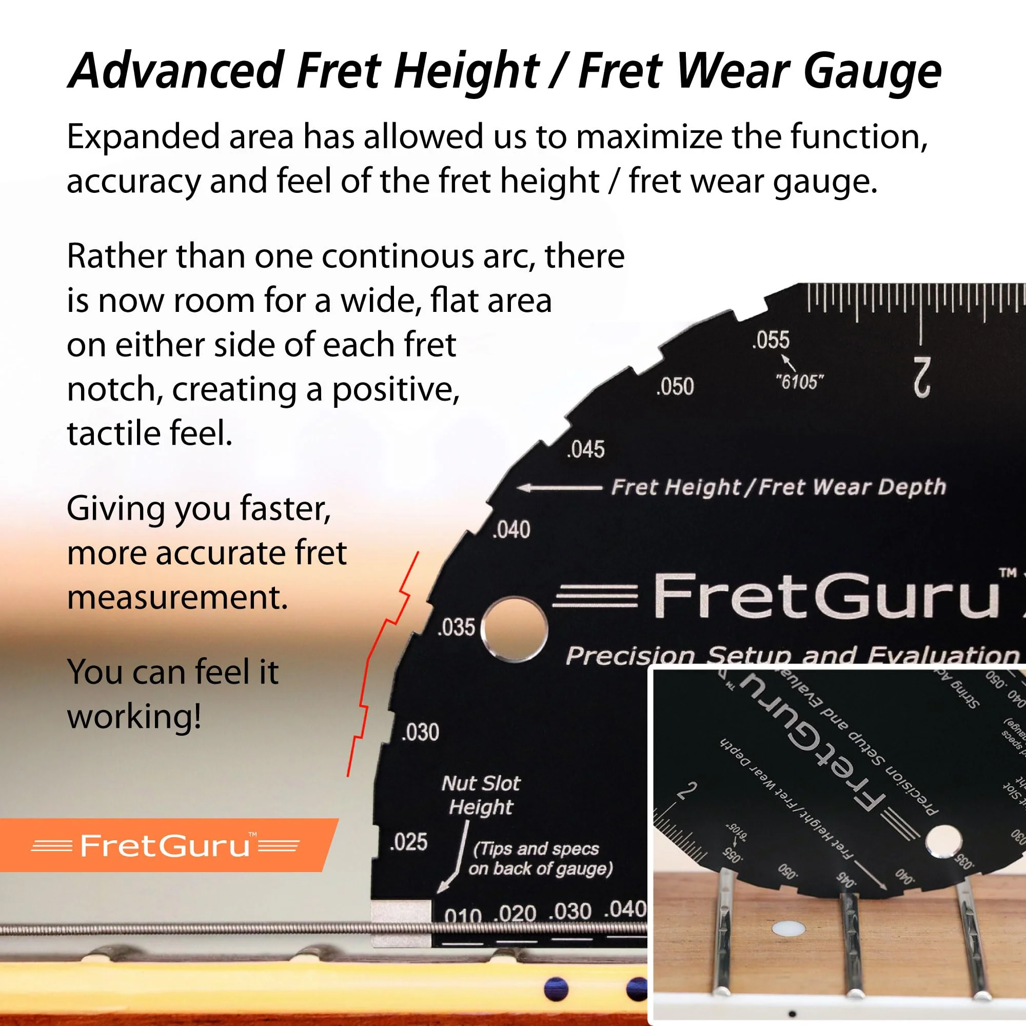FretGuru XT Guitar String Action Gauge – Pro Fret Rocker, Bridge & Pickup Spacing Ruler, Advanced Ultra-Precision, MOAGG™ Technology – Guitar Setup Tool for Luthiers with Fret Height/Fret Wear Checker XT Gauge - Image 6