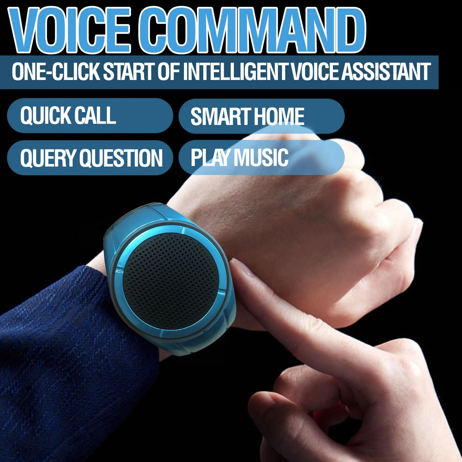 Frewico Wearable Portable Waterproof Bluetooth Speaker Watch X10 Clip Speaker MP3 Player Handsfree Clear Call Speakerphone,TWS,SD Card Slot,Selfie for Working, Running, Cycling(Blue) Blue - Image 6