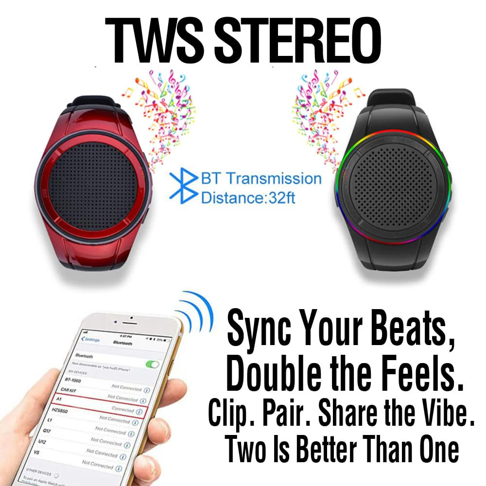 Frewico Wearable Portable Waterproof Bluetooth Speaker Watch X10 Clip Speaker MP3 Player Handsfree Clear Call Speakerphone,TWS,SD Card Slot,Selfie for Working, Running, Cycling(Blue) Blue - Image 9