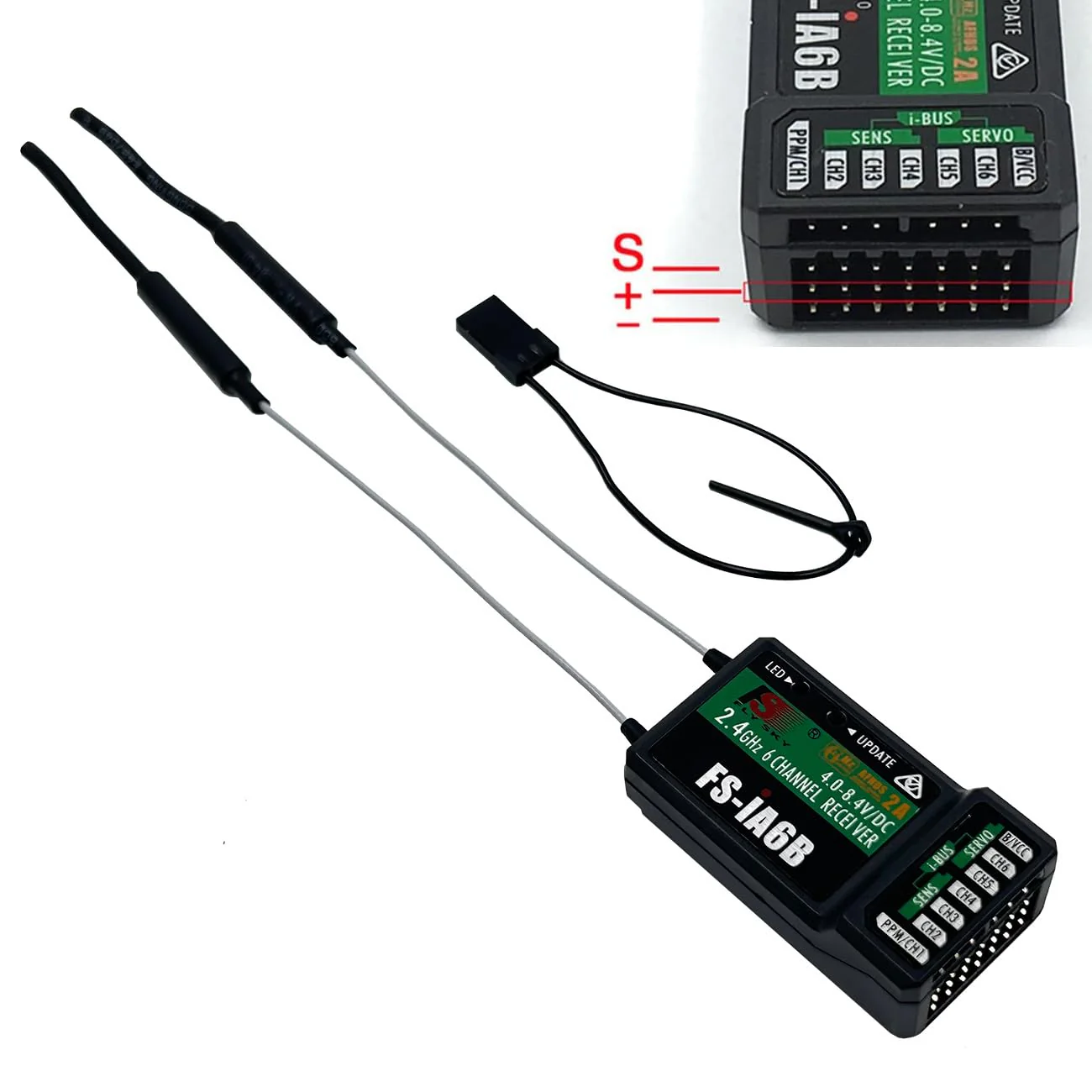 FS-iA6B Receiver 6 Channels 2.4GHz Support PWM PPM i.Bus for FS-i6 FS-i6S FS-i6X RC Transmitter Radio Remote Control，Compatible with Flysky AFHDS2A TX Black - Image 4