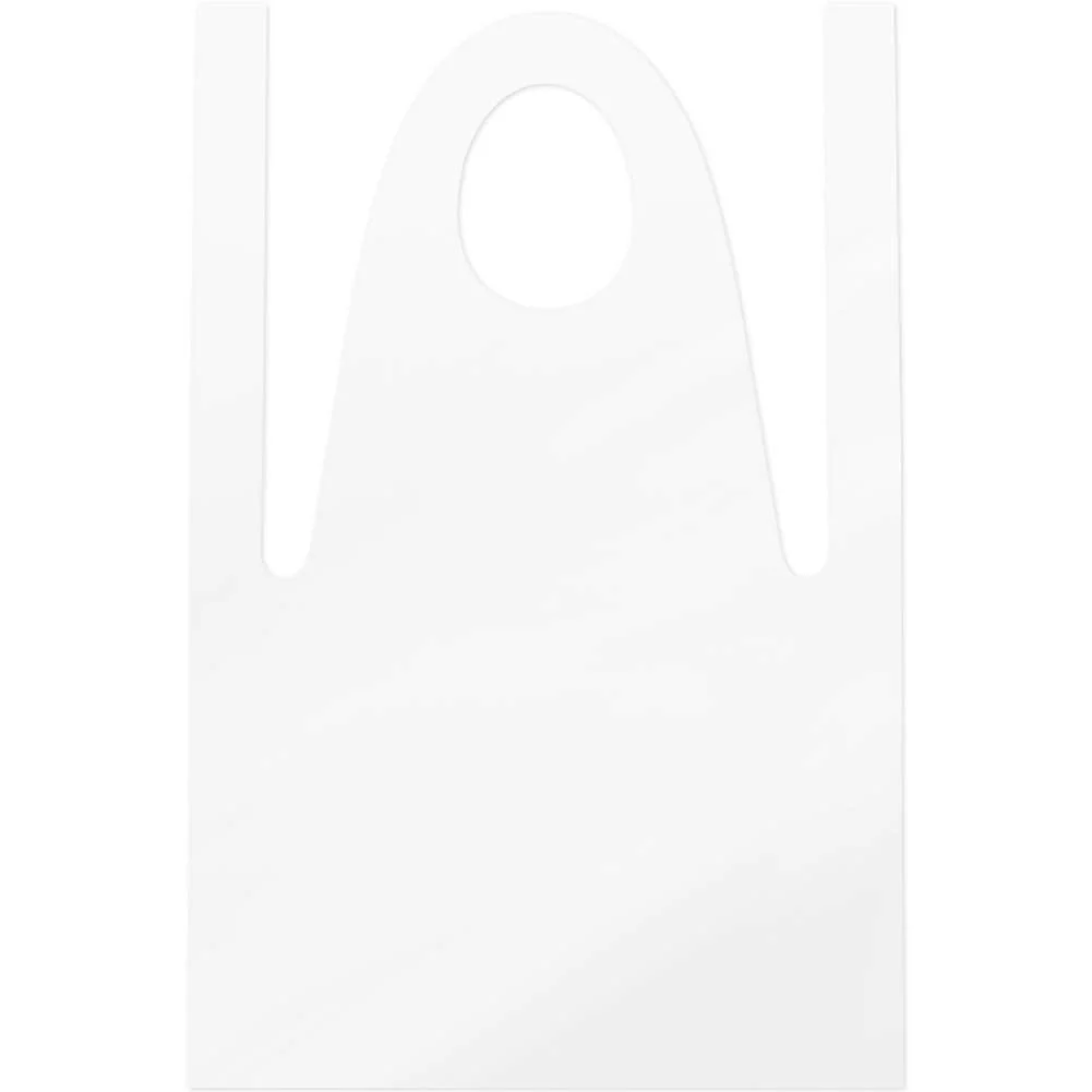 FSSTUD Pack of 10 White Plastic Disposable Aprons Cooking Apron PE Aprons Butcher Apron for Cooking Cleaning Drawing, White - Image 3