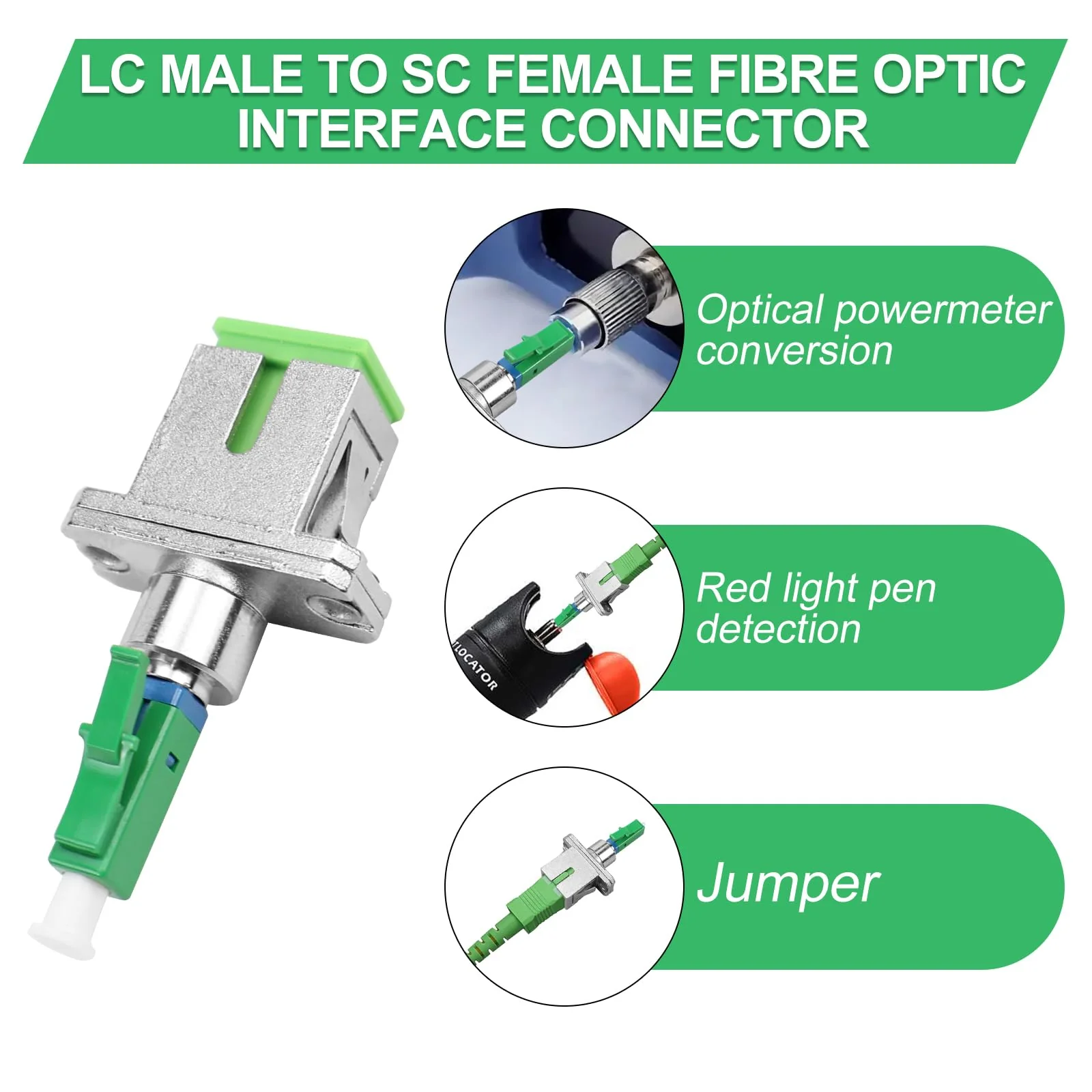 FSWWSF Fibre Optic Adapter SC/APC Female to LC/APC Male Singlemode Pack of 2 LC to SC Adapter for Durable and Fast Fibre Optic Coupling (SC/APC-LC/APC) SC/APC-LC/APC - Image 5