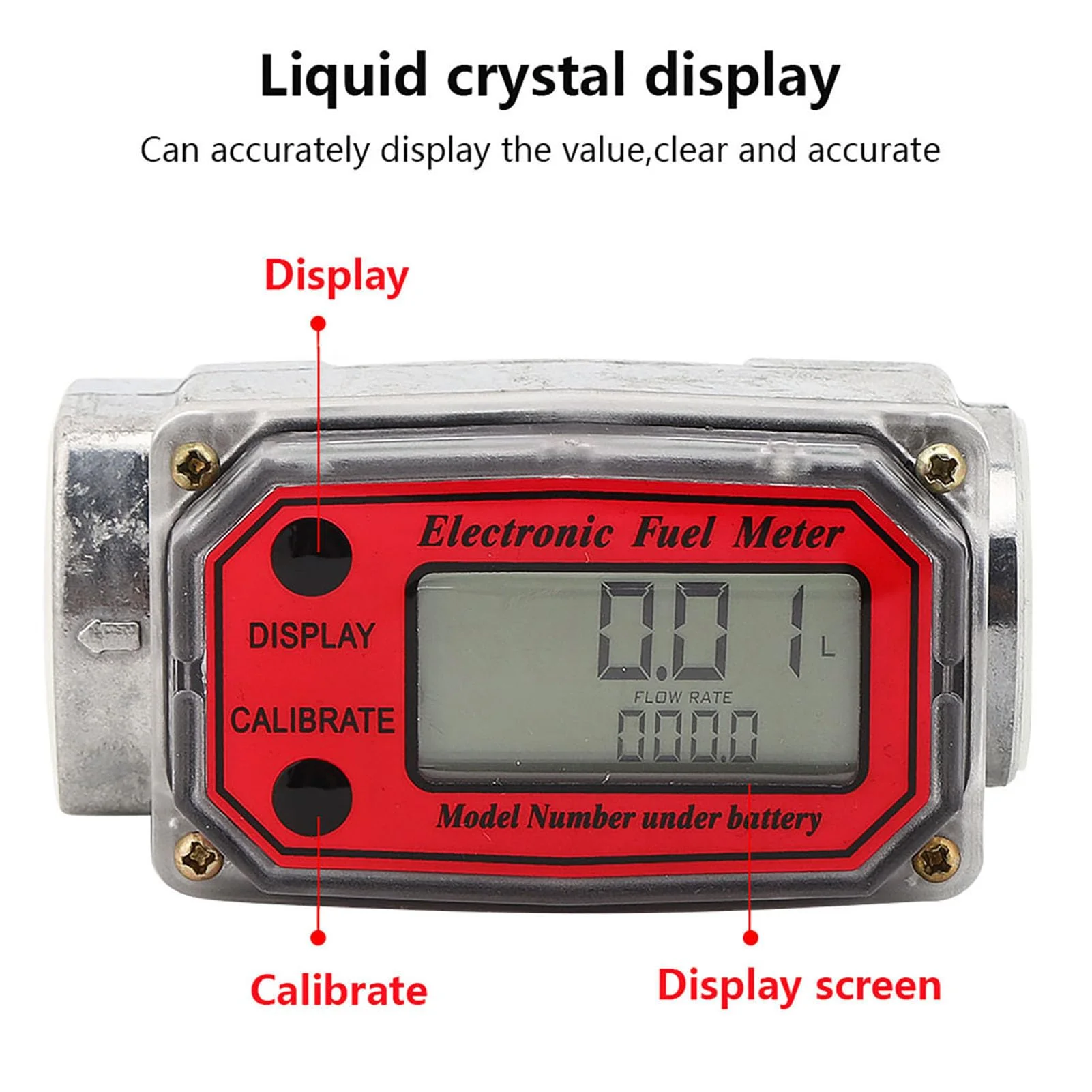 Fuel Flow Meter, Mini Digital Turbine Flowmeter, Diesel Fuel Flow Meter, 10-200 L, 1 Inch NPT Flowmeter - Image 7